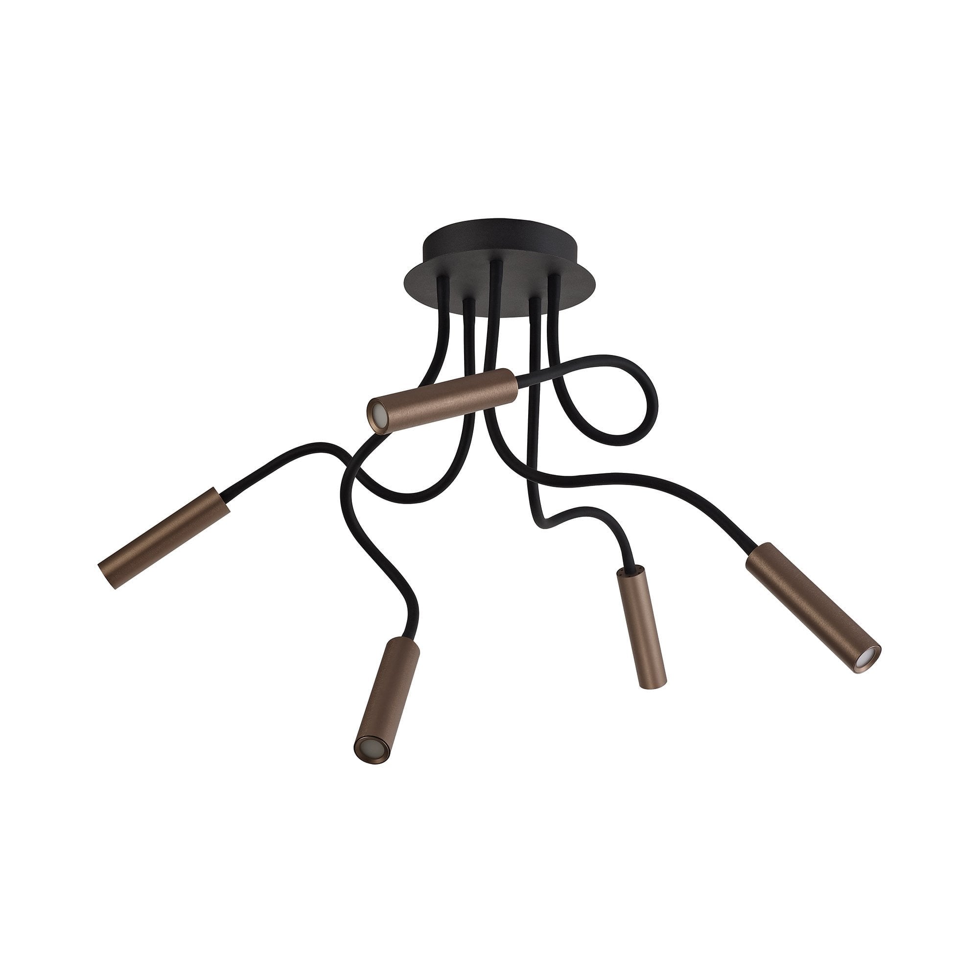 Ceiling, 5 Light Adjustable Arms, 5 x 5W LED Dimmable, 3000K, 1550lm, Black/Satin Copper, 3yrs Warranty