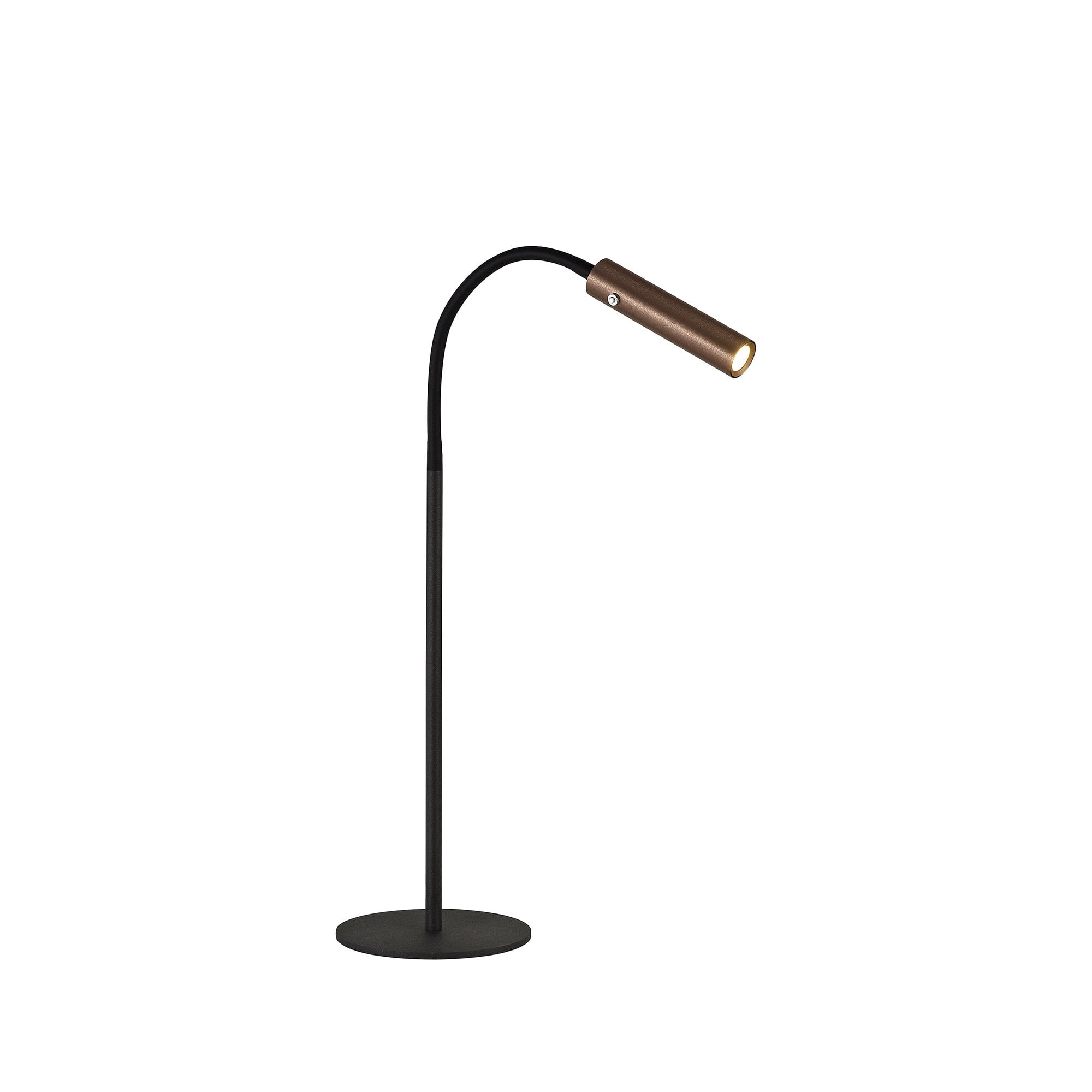 Table Lamp, 1 Light Adjustable Switched, 1 x 7W LED, 3000K, 436lm, Black/Satin Copper, 3yrs Warranty