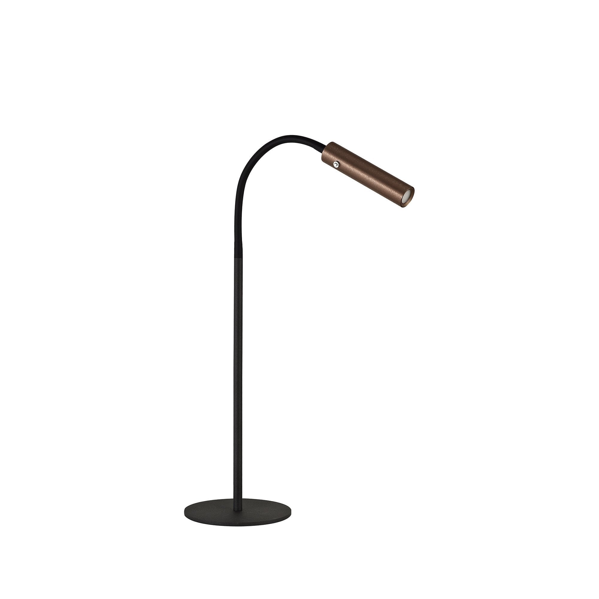 Table Lamp, 1 Light Adjustable Switched, 1 x 7W LED, 3000K, 436lm, Black/Satin Copper, 3yrs Warranty