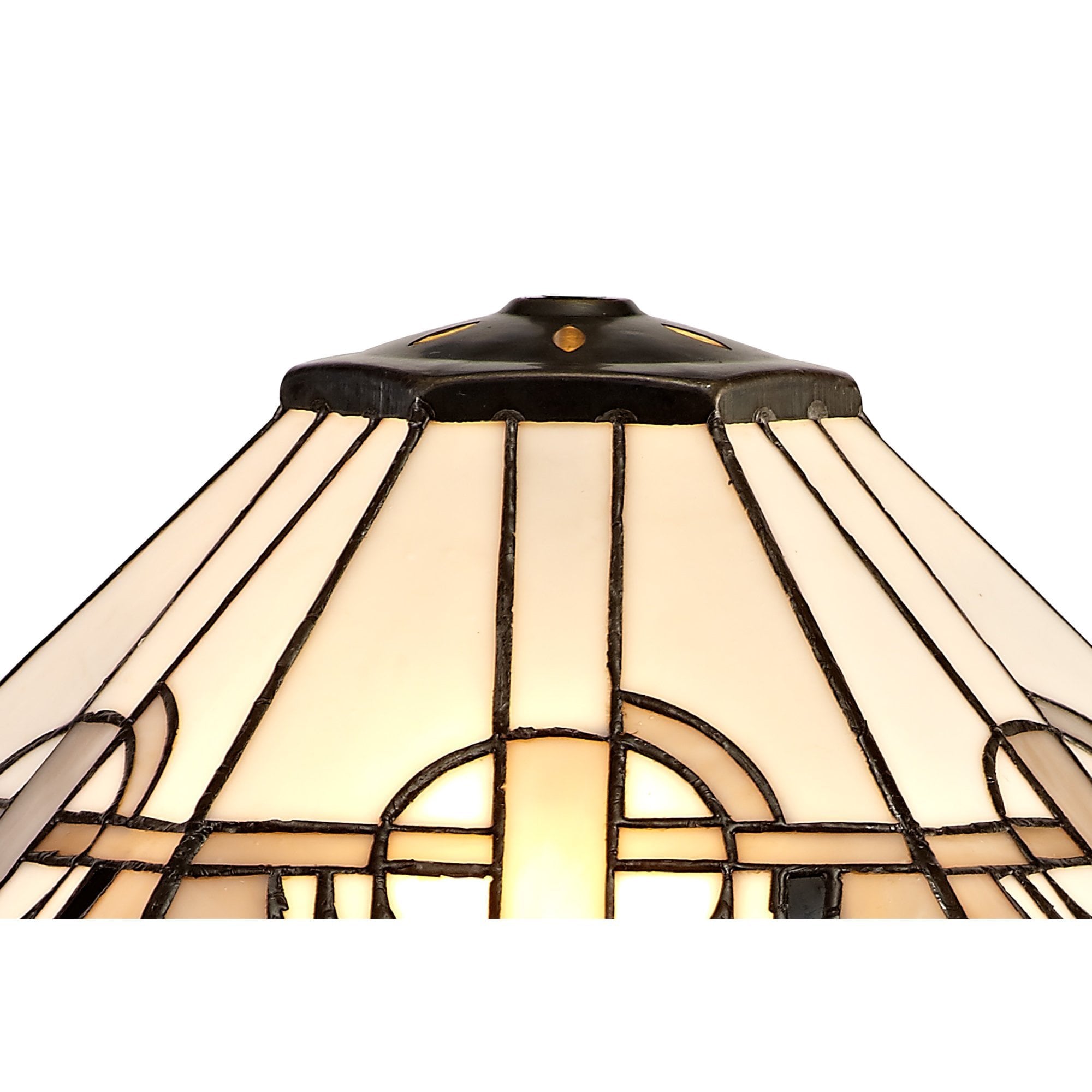 1 Light Downlighter Pendant E27 With 40cm Tiffany Shade, White/Grey/Black/Clear Crystal/Aged Antique Brass