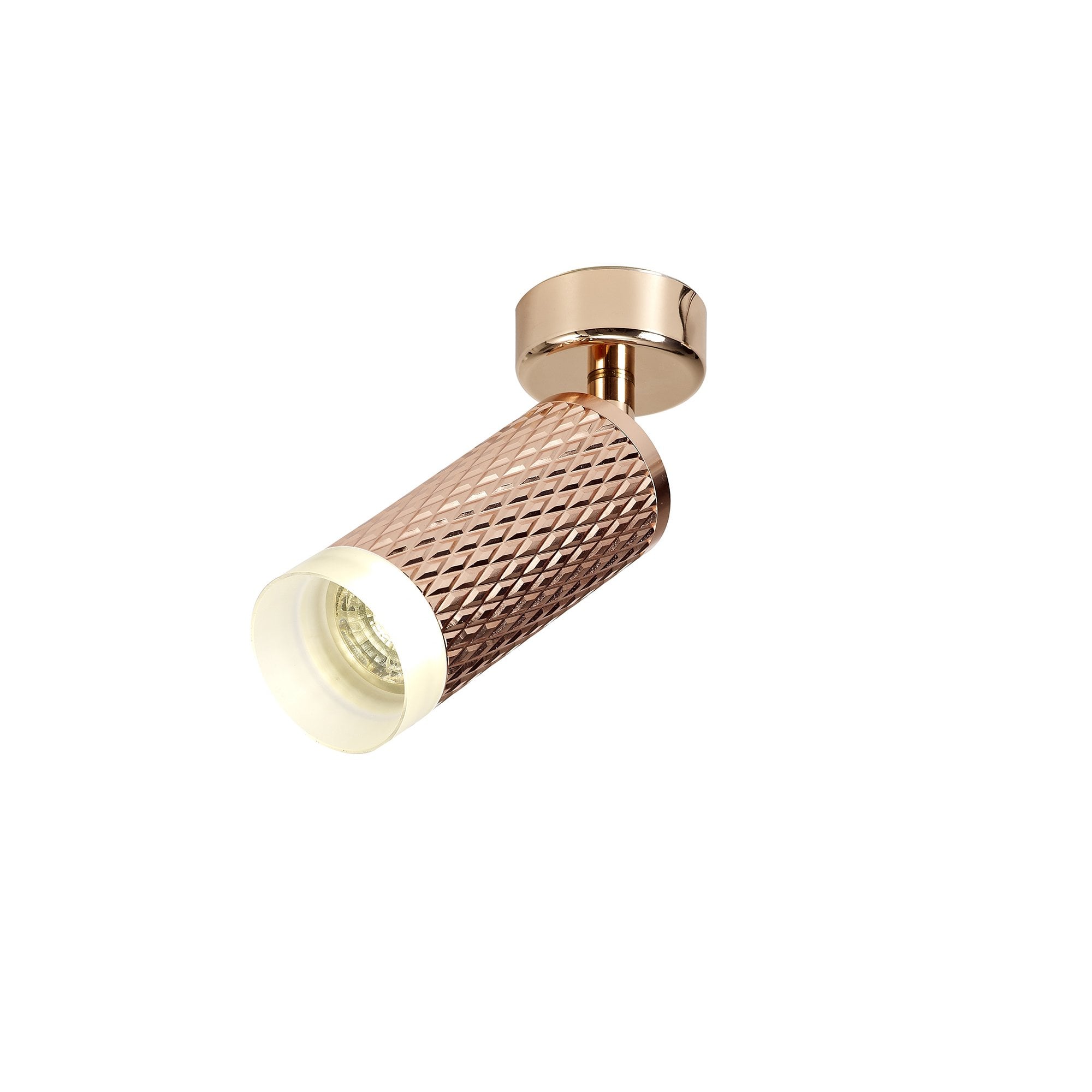 1 Light Surface Mounted Spotlight GU10, Rose Gold/Acrylic Ring