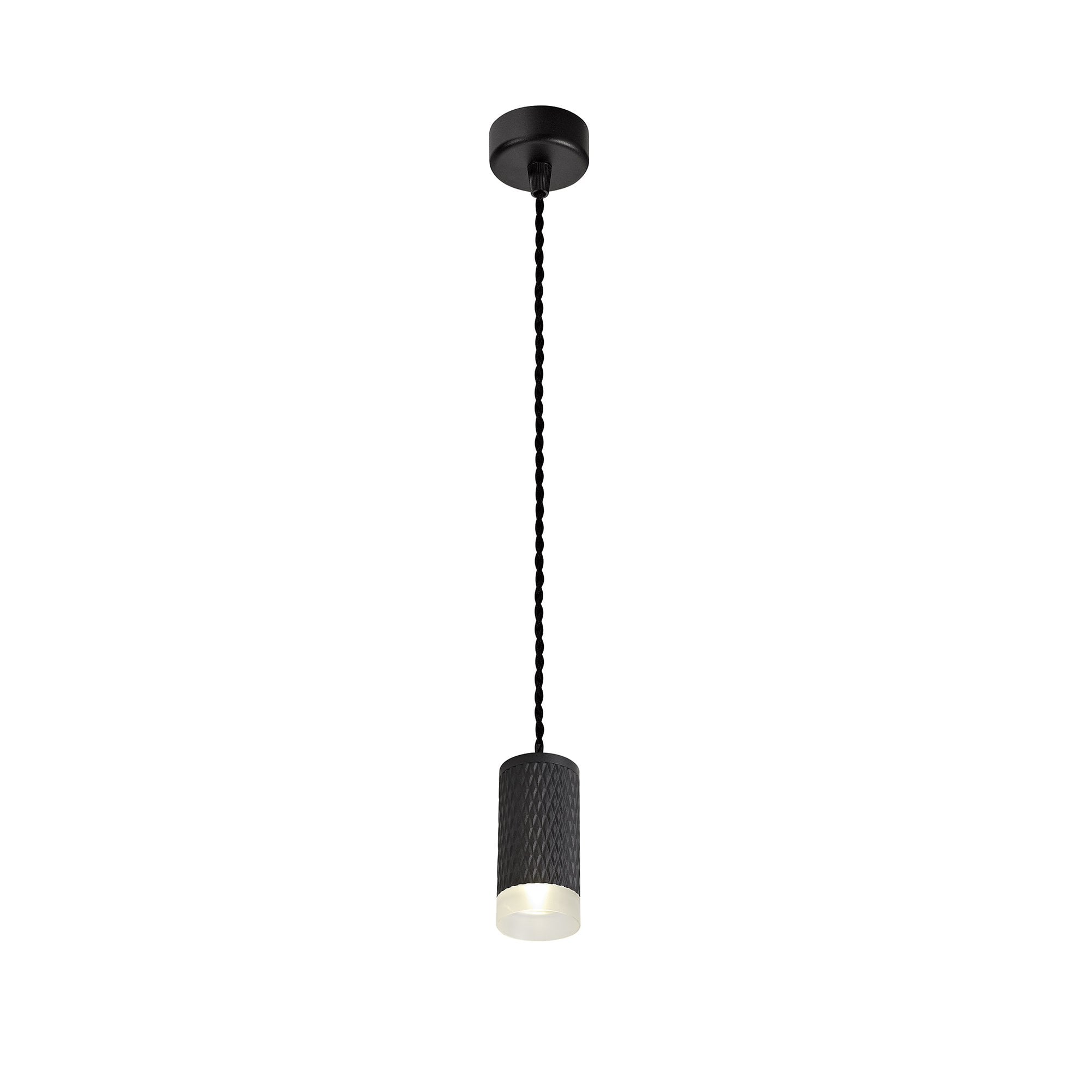 1 Light 11cm Pendant Light GU10, Sand Black/Acrylic Ring