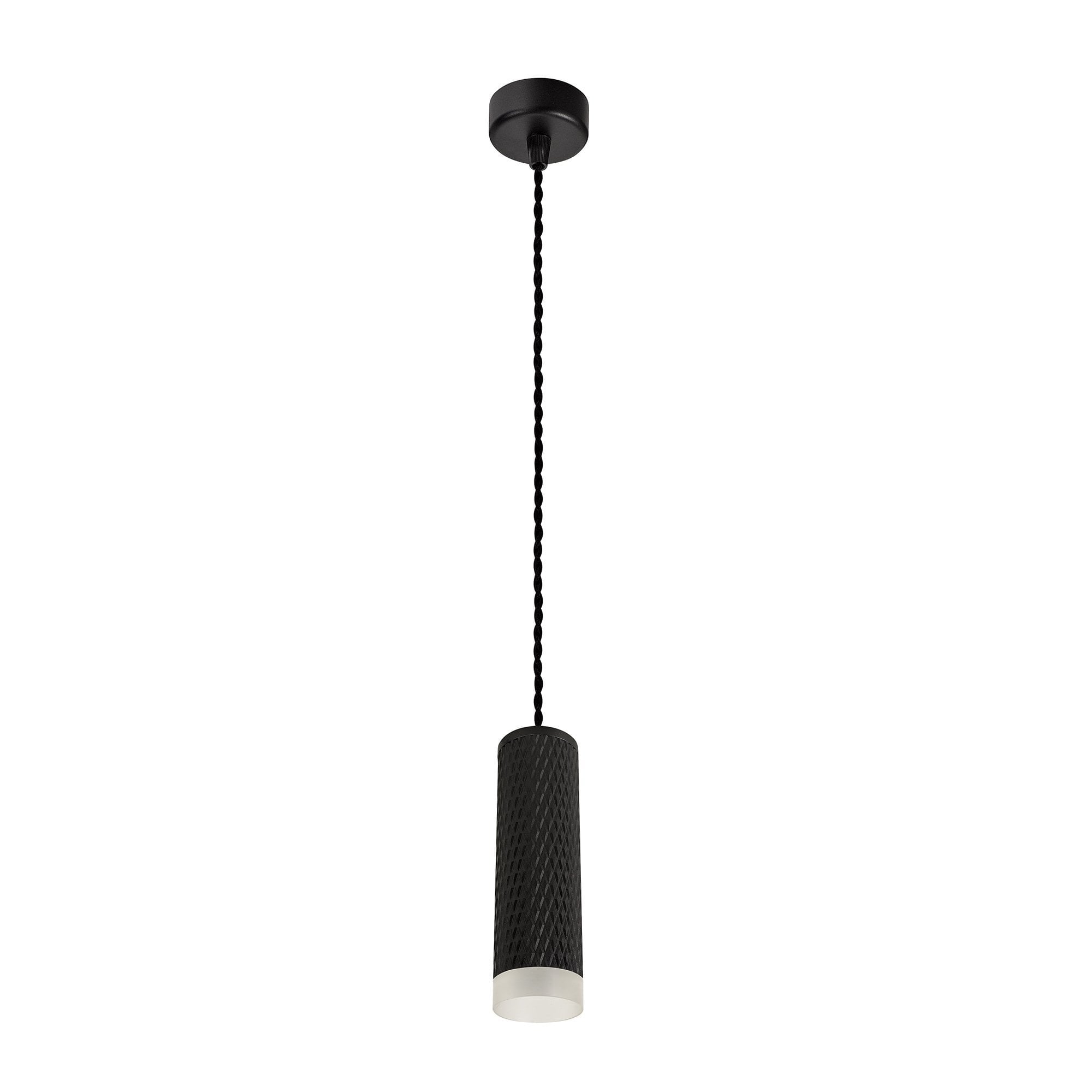 1 Light 20cm Pendant Light GU10, Sand Black/Acrylic Ring