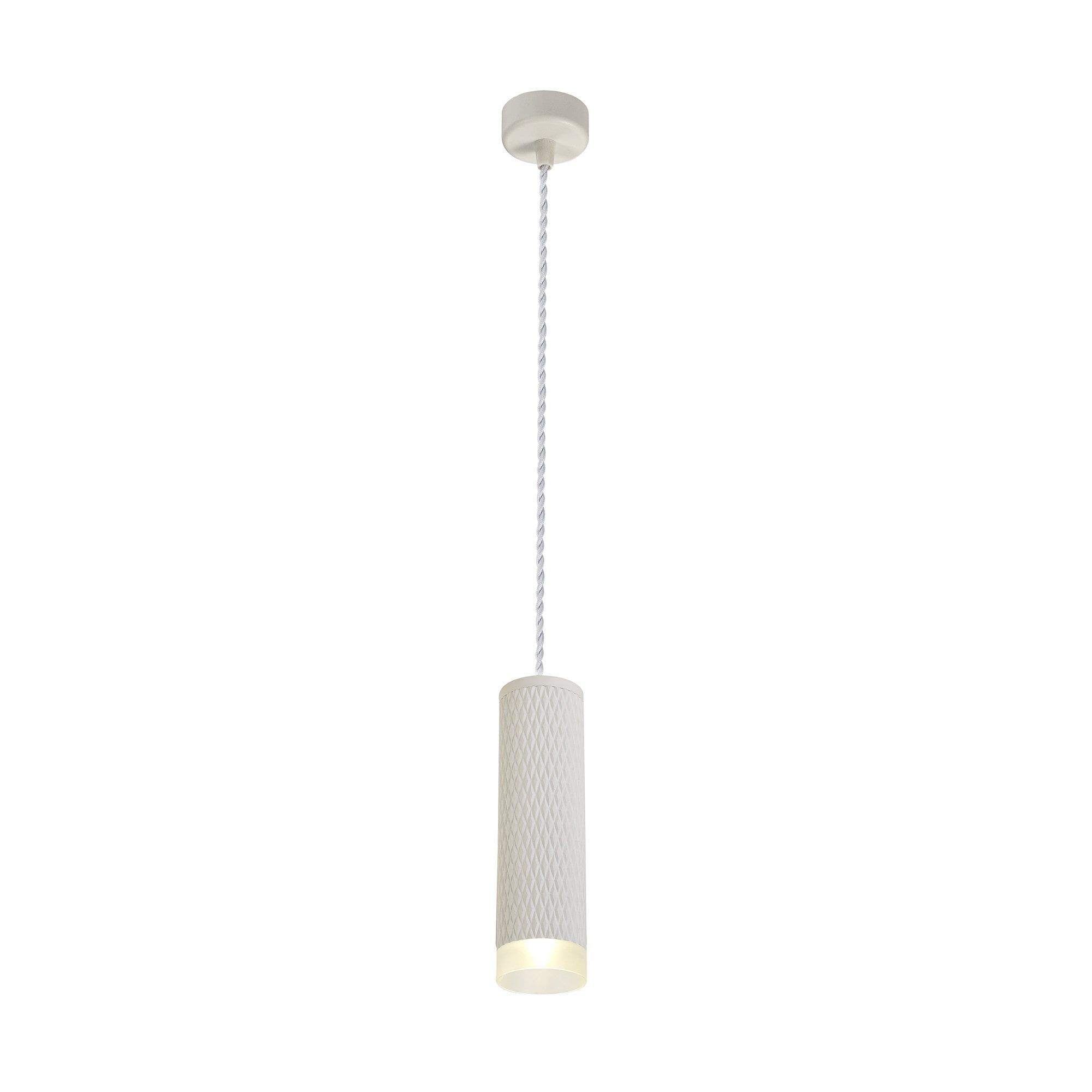 1 Light 20cm Pendant Light GU10, Sand White/Acrylic Ring