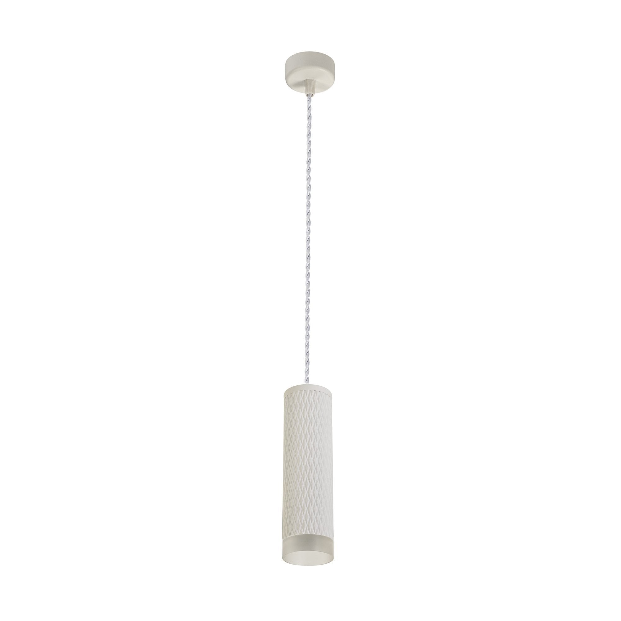 1 Light 20cm Pendant Light GU10, Sand White/Acrylic Ring