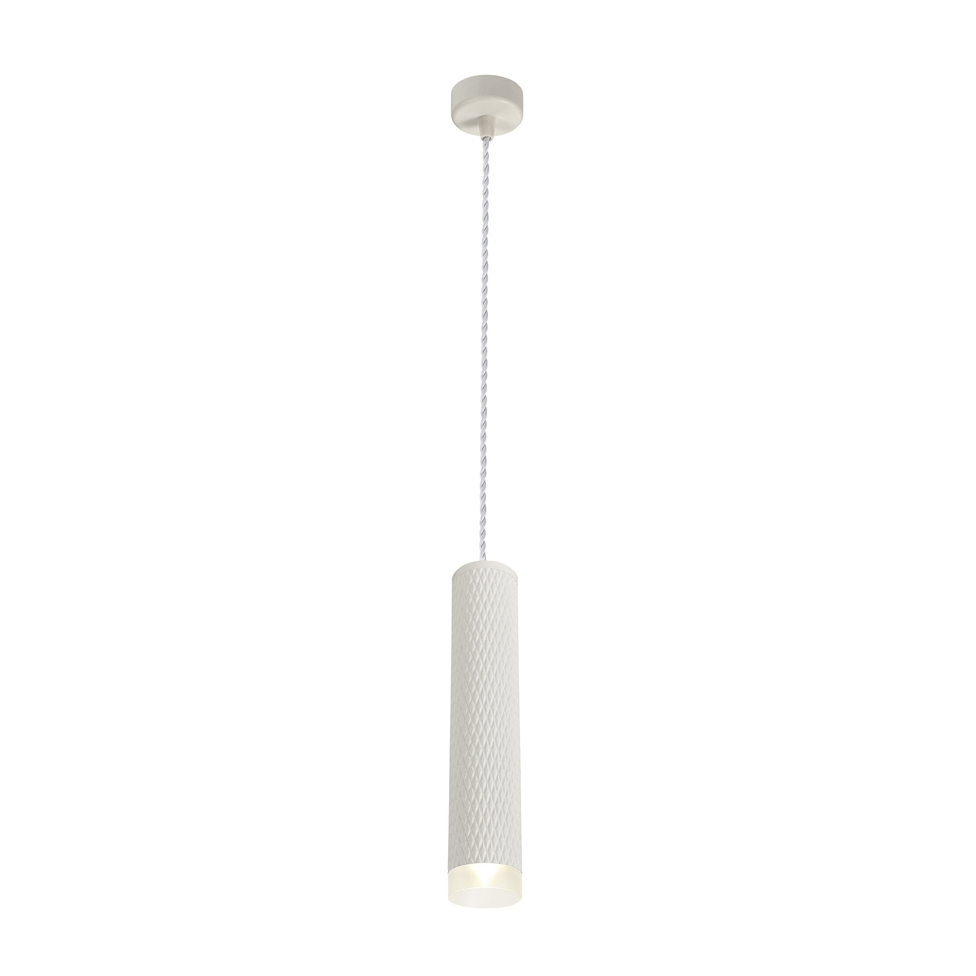 1 Light 30cm Pendant Light GU10, Sand White/Acrylic Ring