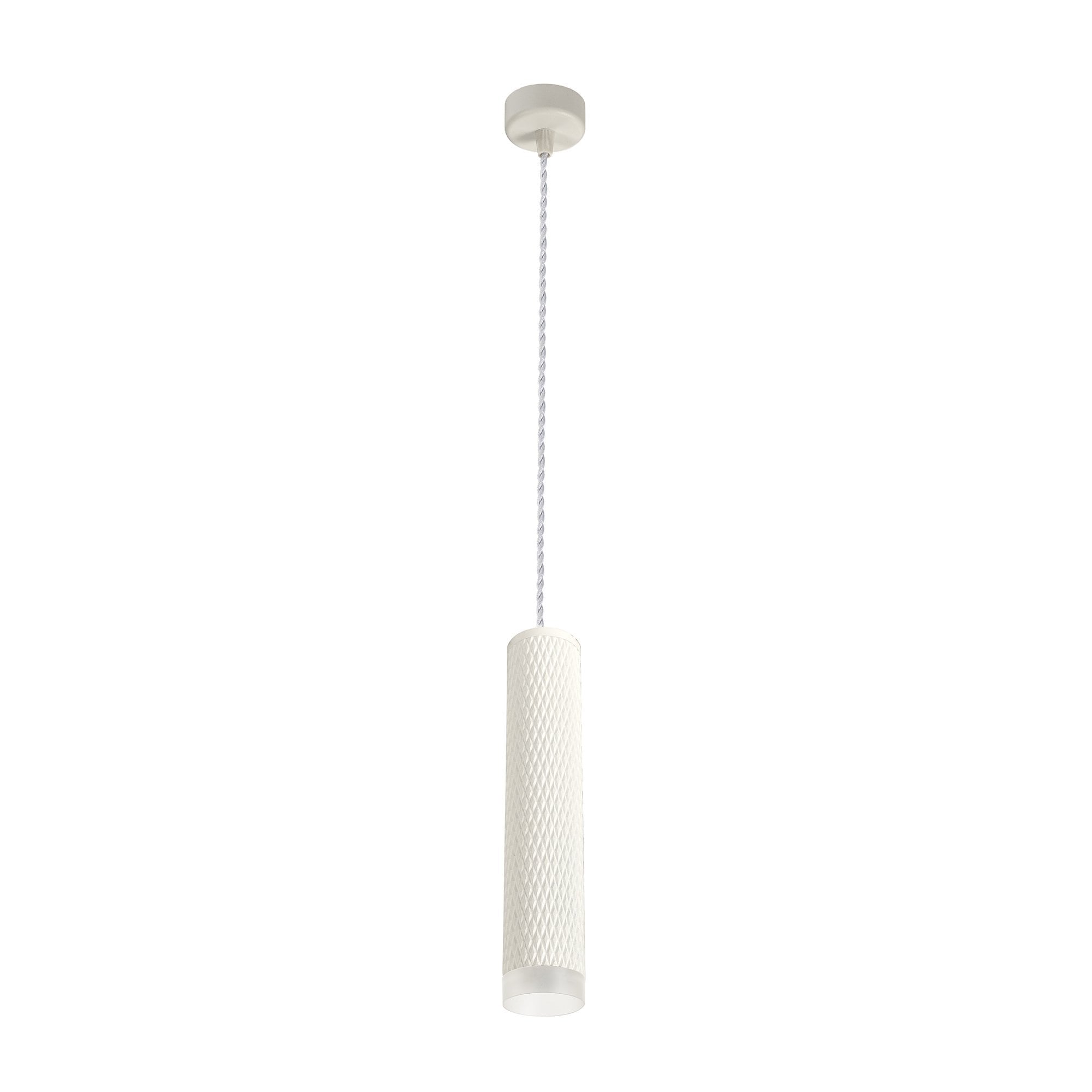 1 Light 30cm Pendant Light GU10, Sand White/Acrylic Ring