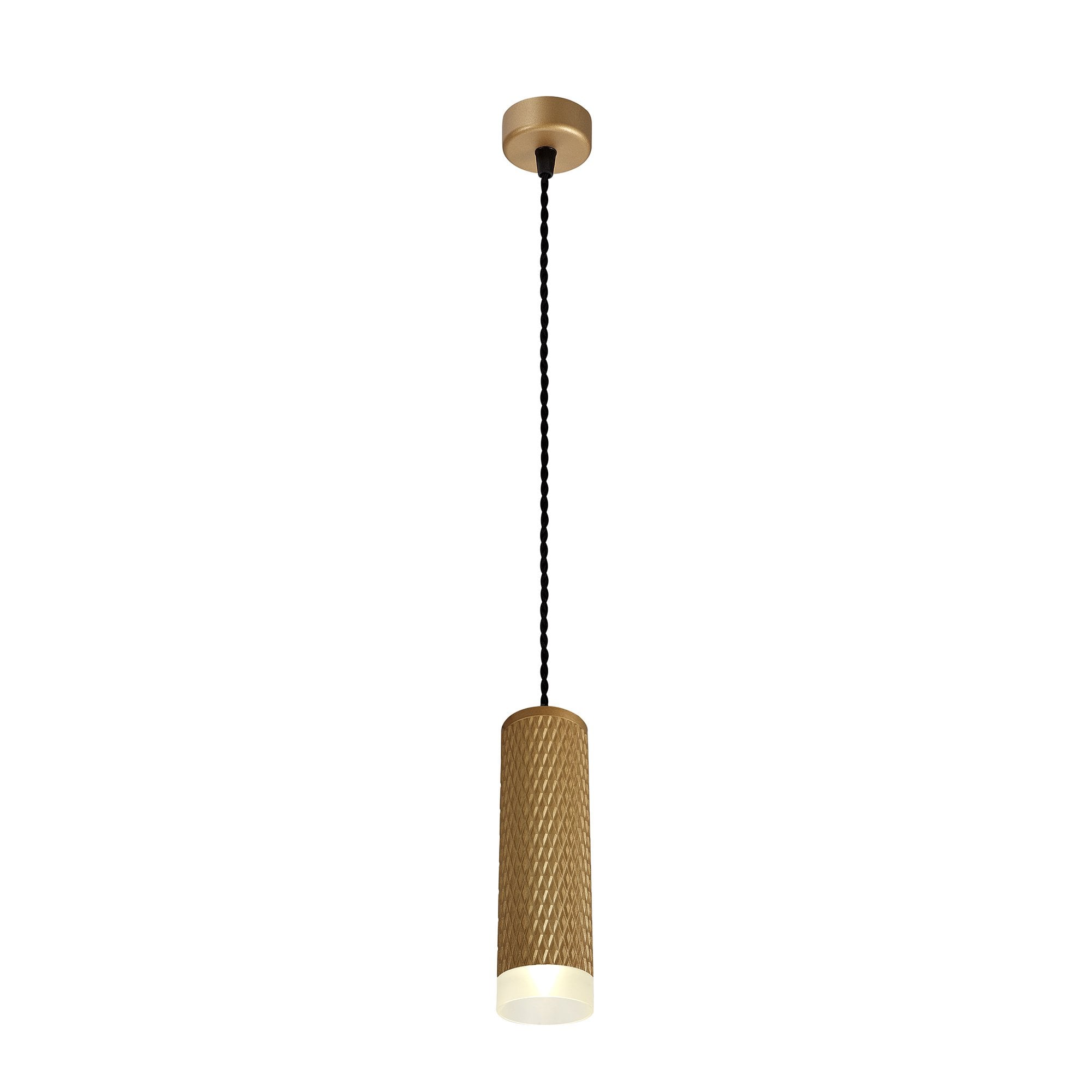 1 Light 20cm Pendant Light GU10, Champagne Gold/Acrylic Ring