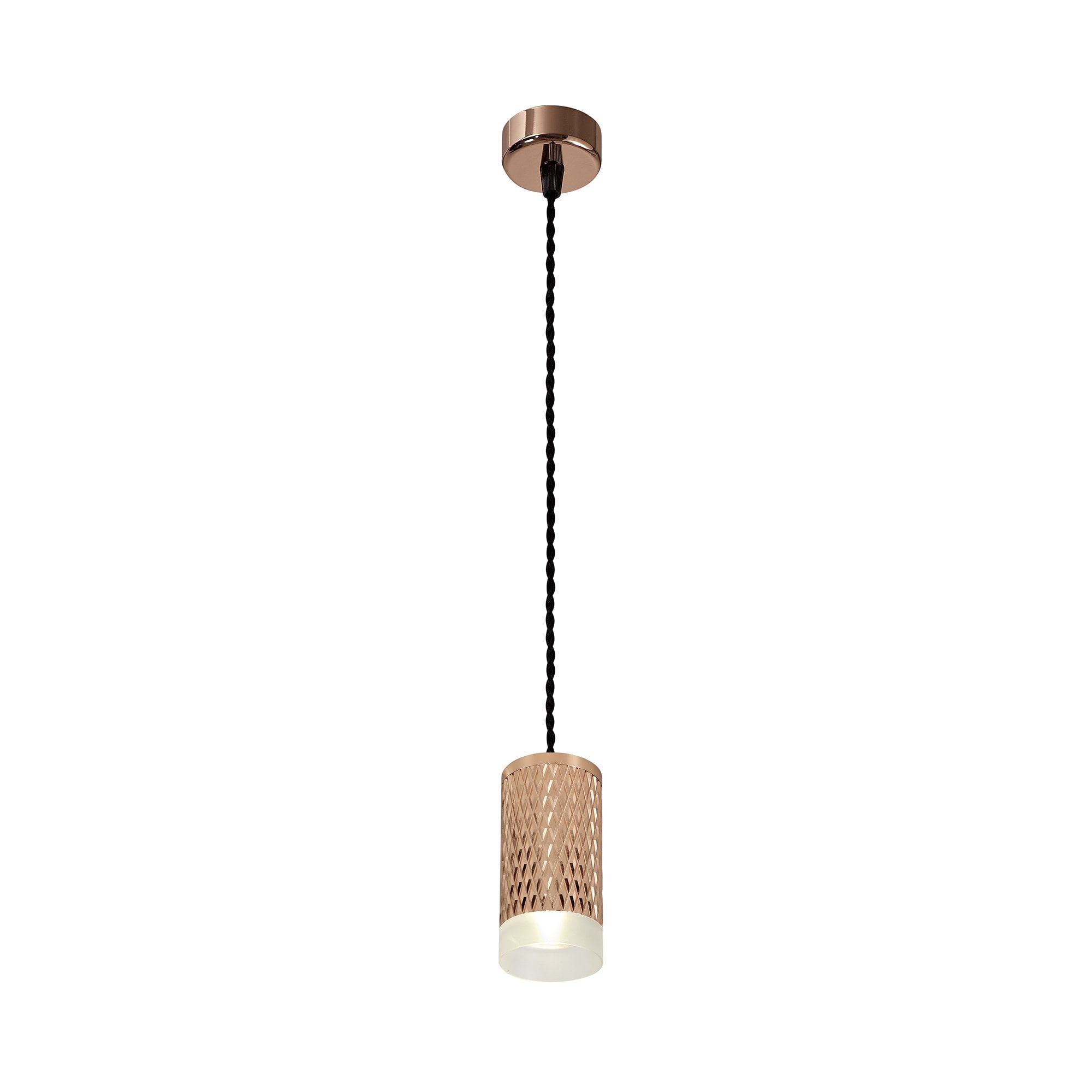 1 Light 11cm Pendant Light GU10, Rose Gold/Acrylic Ring