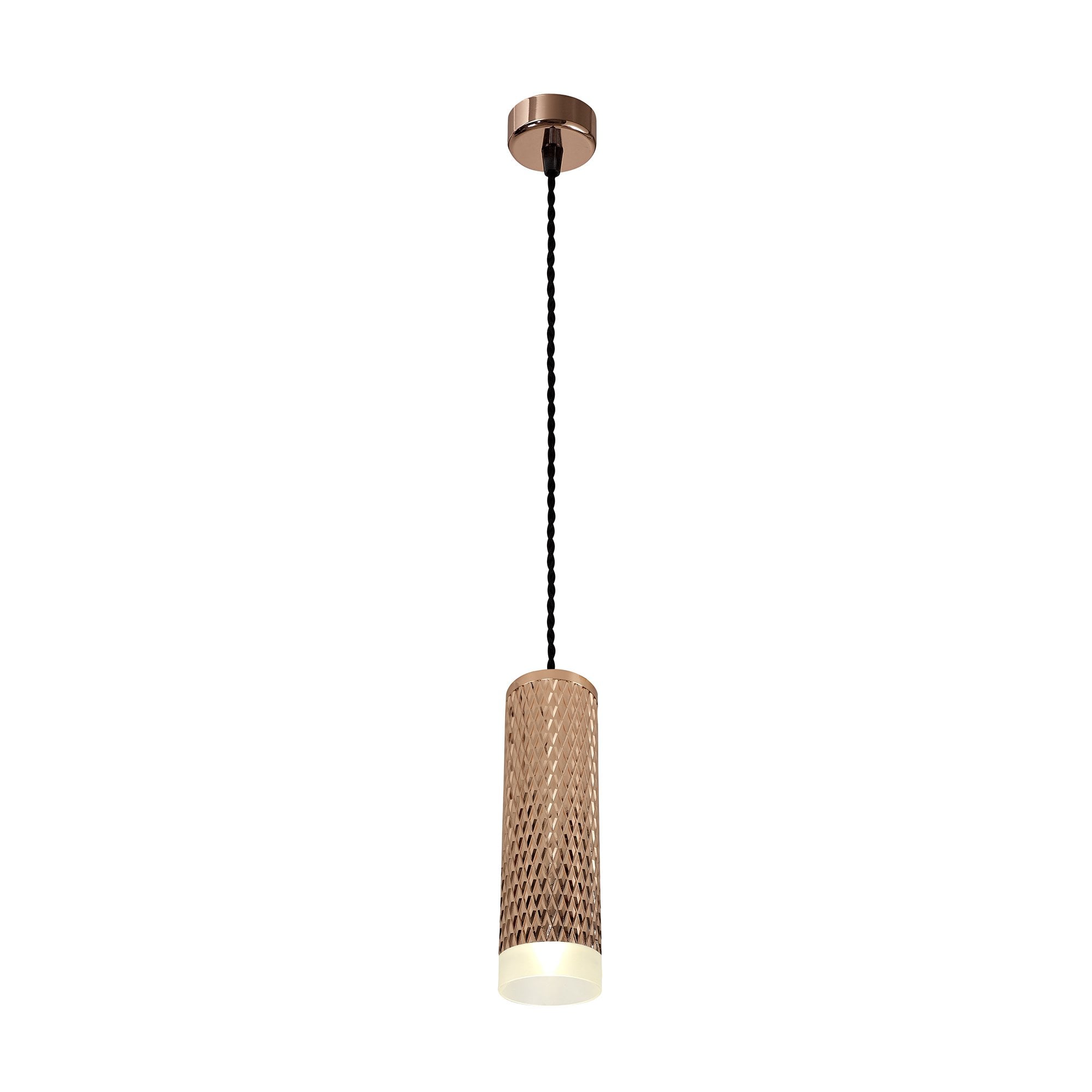 1 Light 20cm Pendant Light GU10, Rose Gold/Acrylic Ring