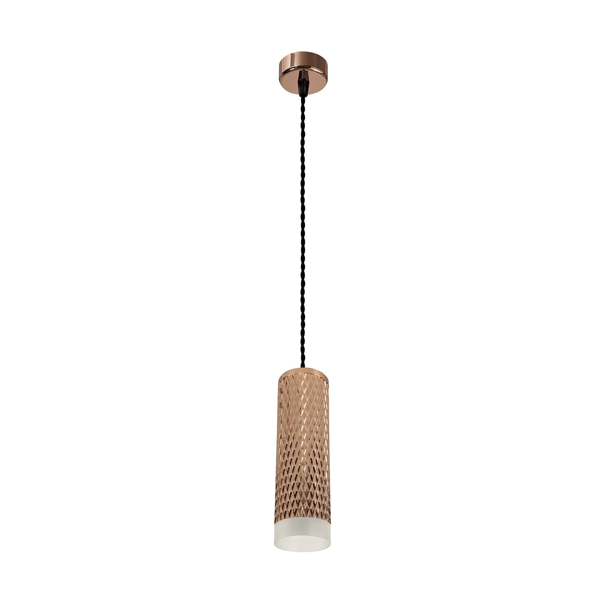 1 Light 20cm Pendant Light GU10, Rose Gold/Acrylic Ring