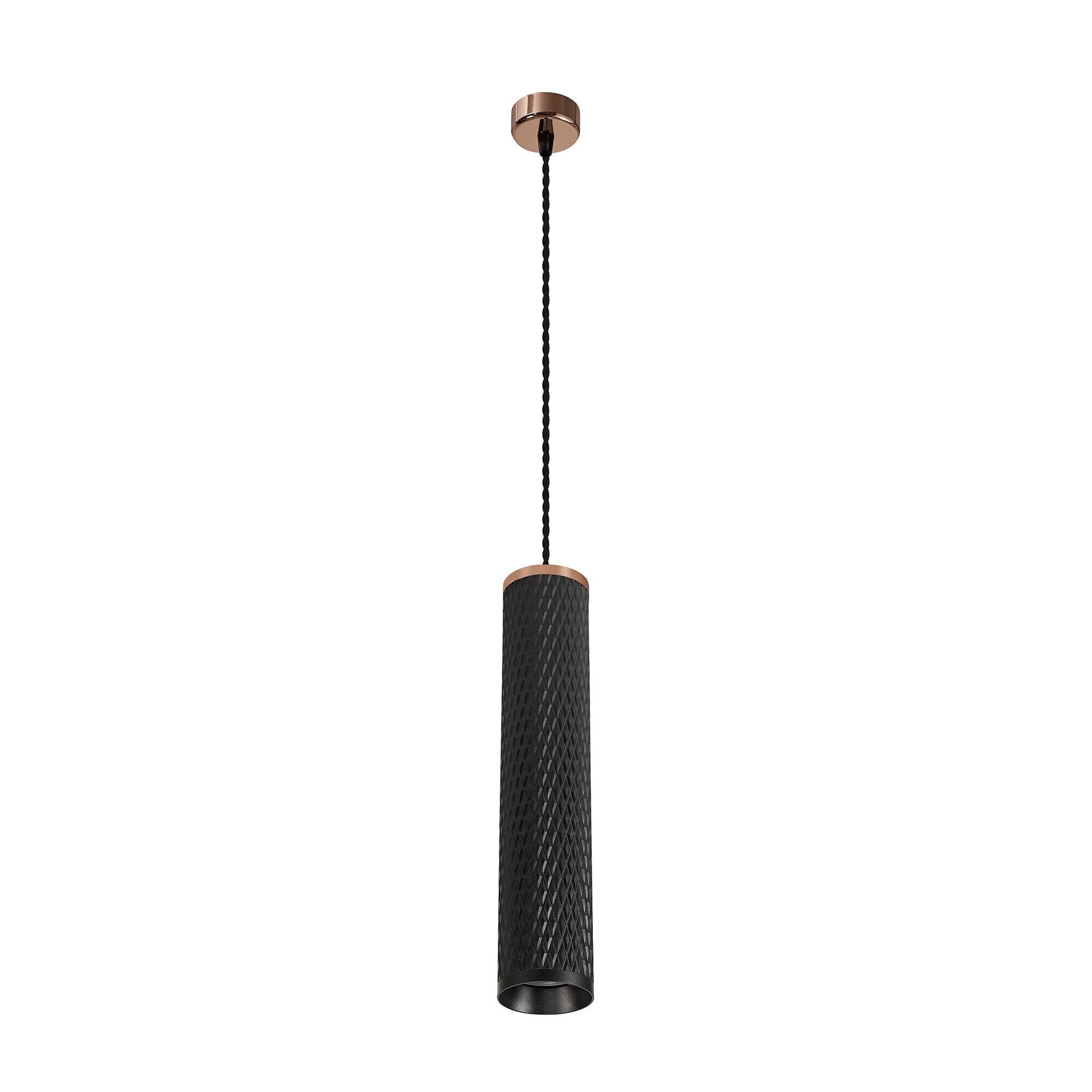 1 Light 20cm Pendant Light GU10, Sand Black / Rose Gold