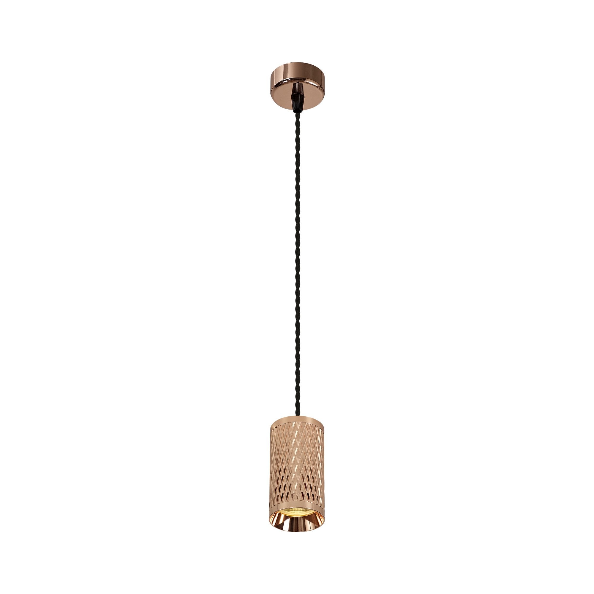 1 Light 30cm Pendant Light GU10, Rose Gold/Sand Black