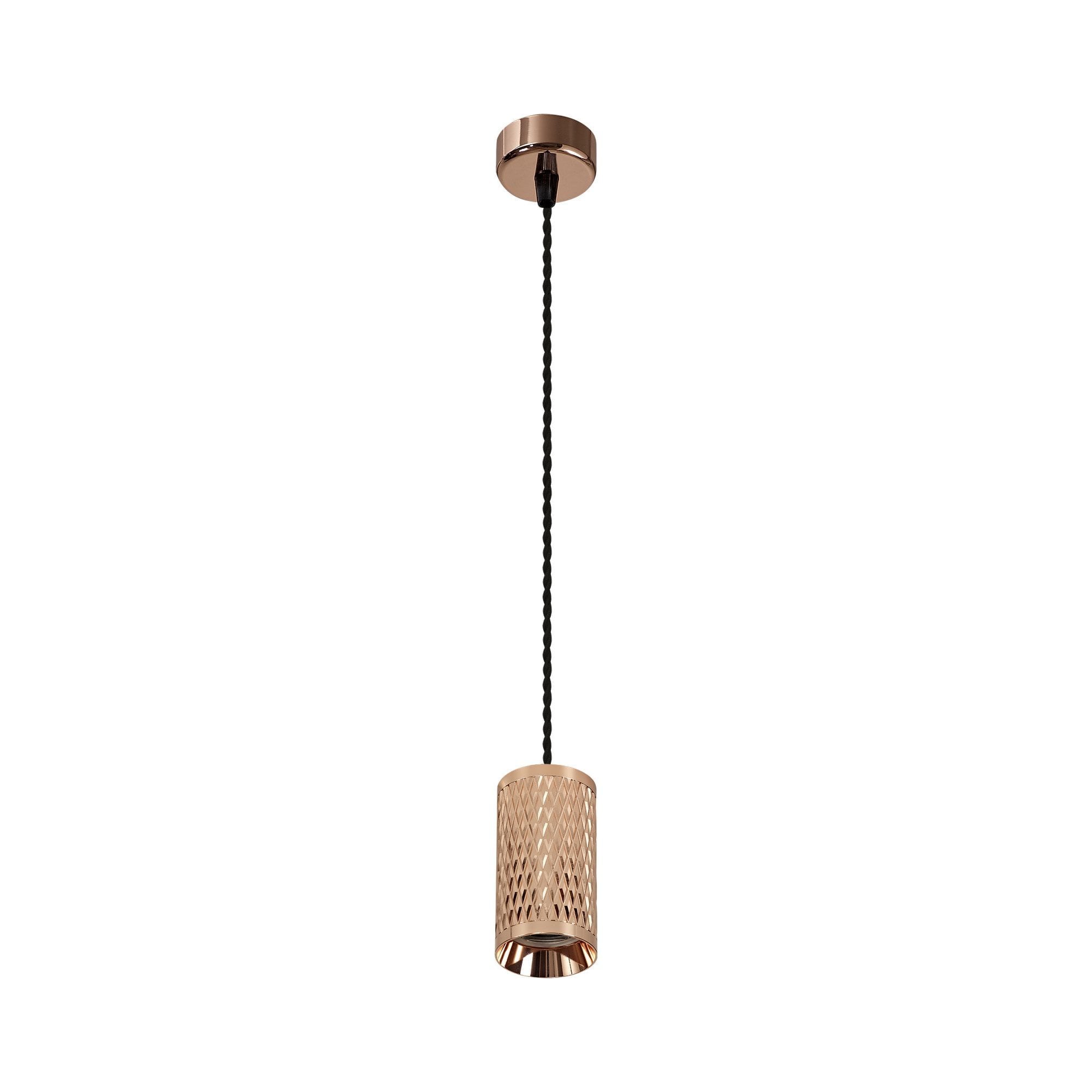 1 Light 30cm Pendant Light GU10, Rose Gold/Sand Black