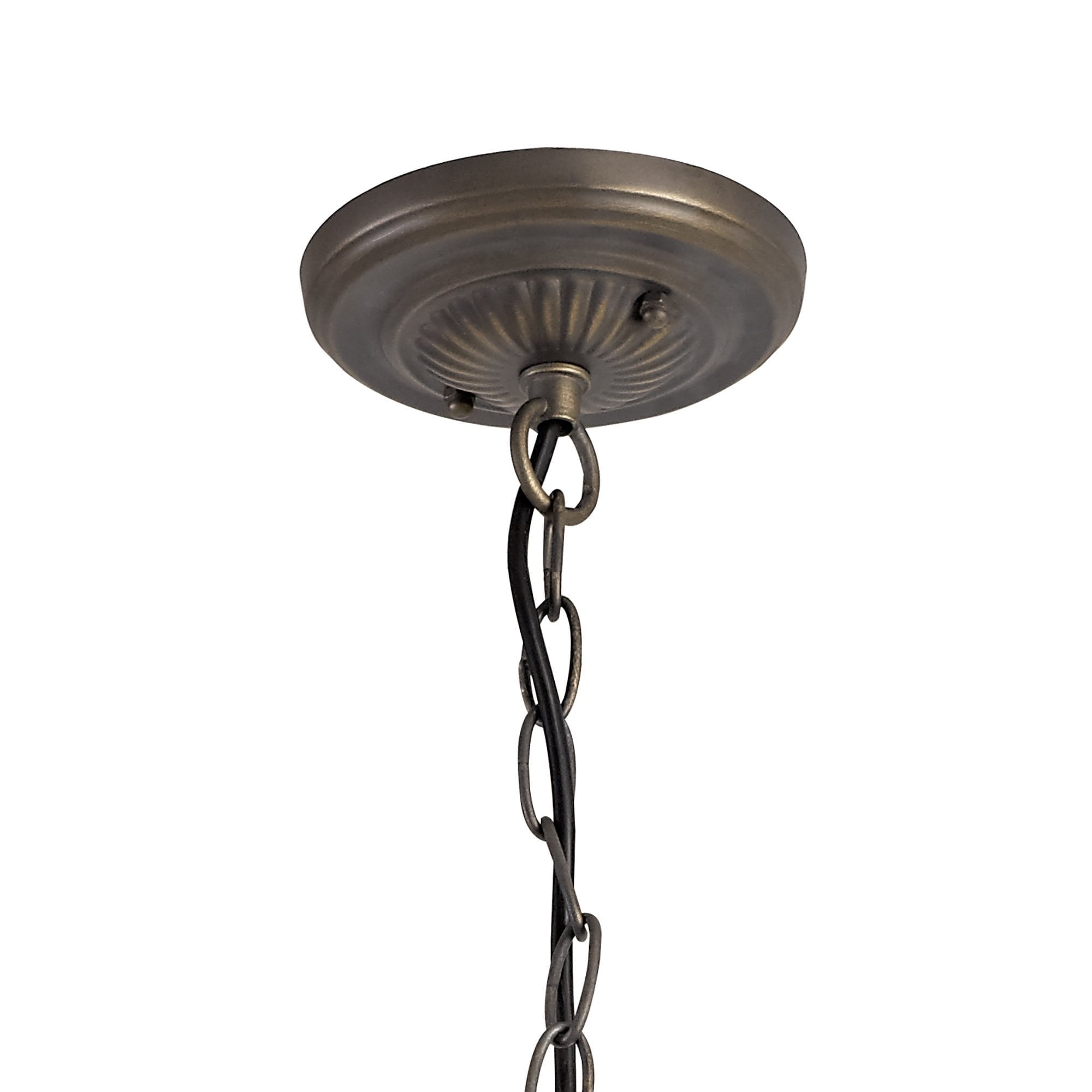 3 Light Downlighter Pendant E27 With 30cm Tiffany Shade, Grey/Cream/Crystal/Aged Antique Brass