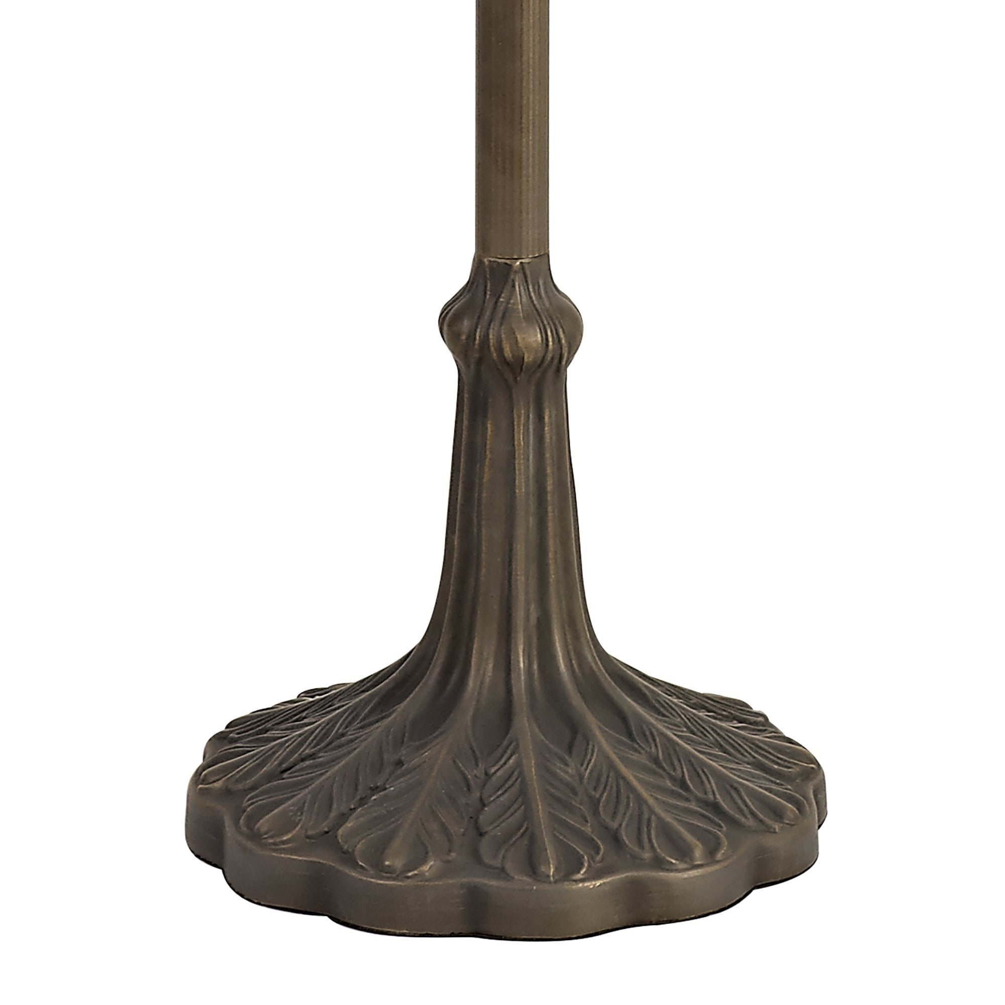 2 Light Leaf Design Floor Lamp E27 With 40cm Tiffany Shade, Grey/Cream/Crystal/Aged Antique Brass