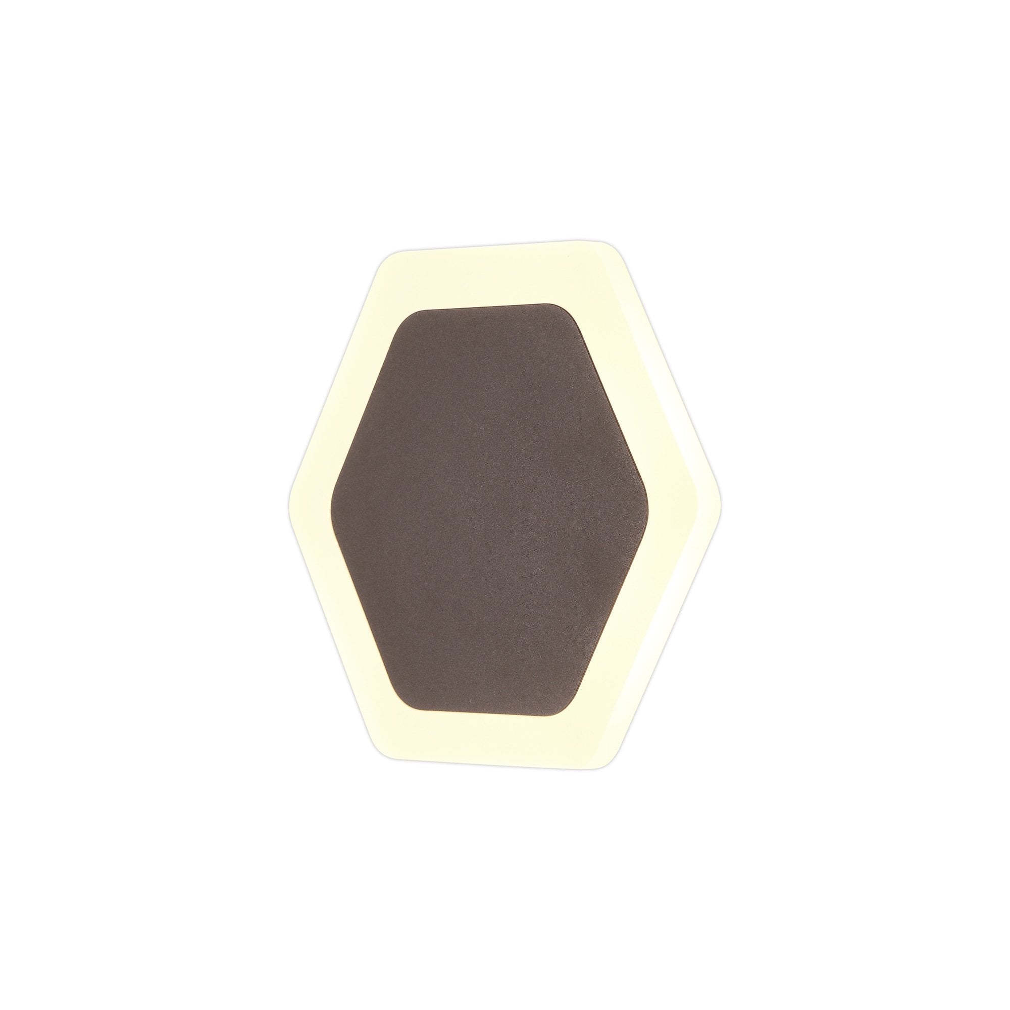 Magnetic Base Wall Lamp, 12W LED 3000K 498lm, 15/19cm Horizontal Hexagonal Centre, Coffee/Acrylic Frosted Diffuser