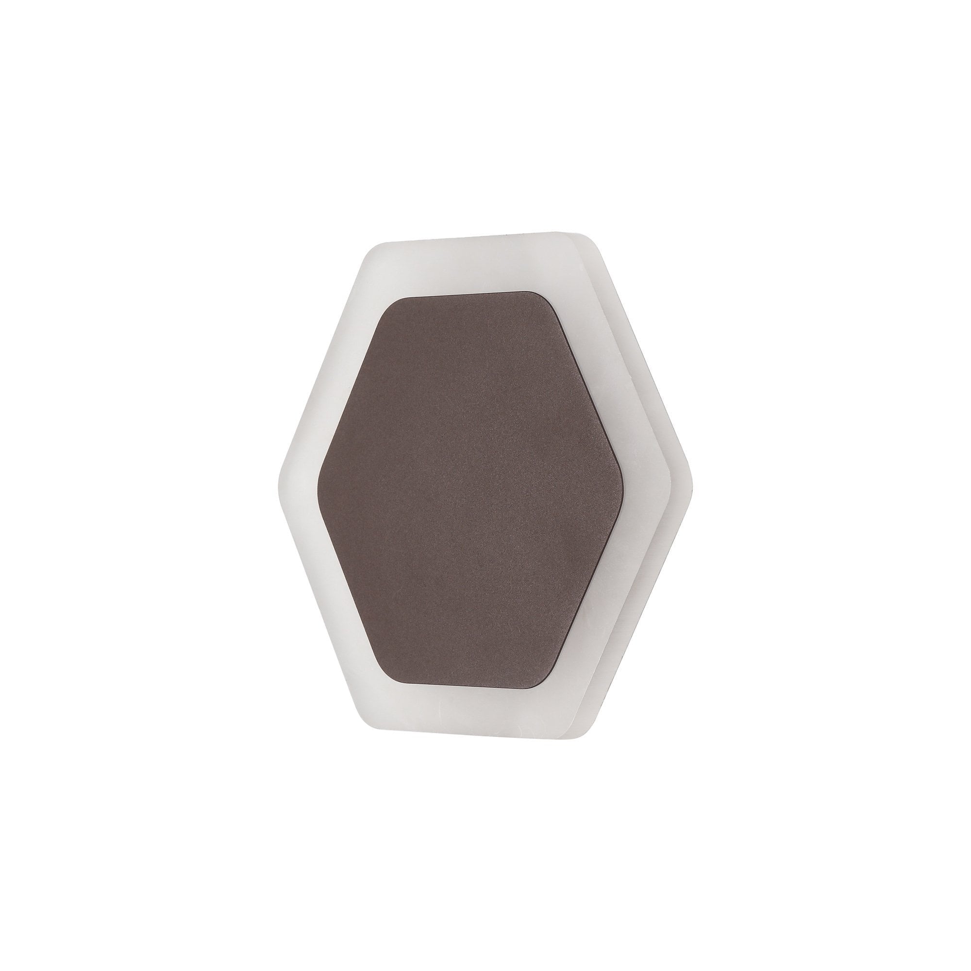 Magnetic Base Wall Lamp, 12W LED 3000K 498lm, 15/19cm Horizontal Hexagonal Centre, Coffee/Acrylic Frosted Diffuser