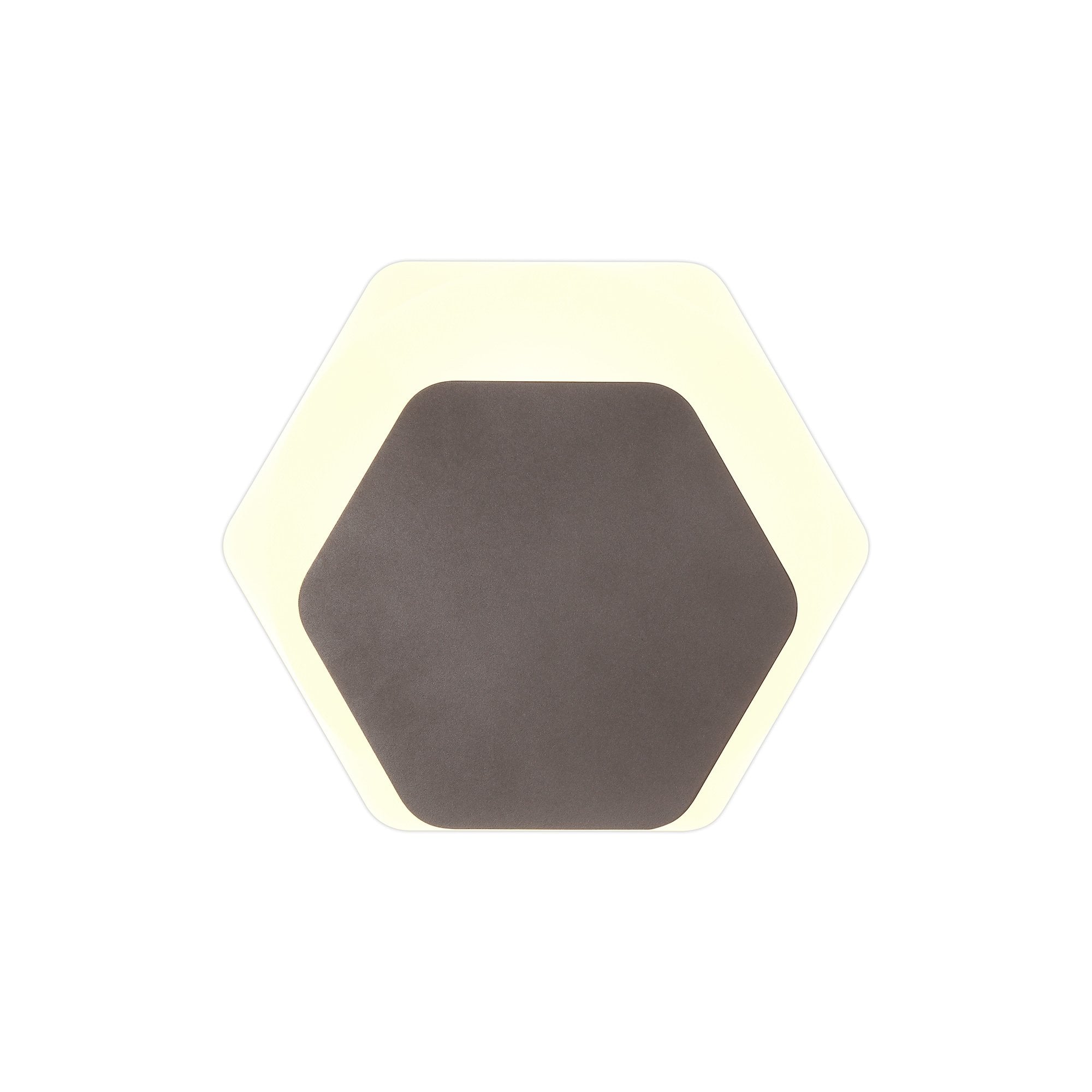 Magnetic Base Wall Lamp, 12W LED 3000K 498lm, 15/19cm Horizontal Hexagonal Bottom Offset, Coffee/Acrylic Frosted Diffuser
