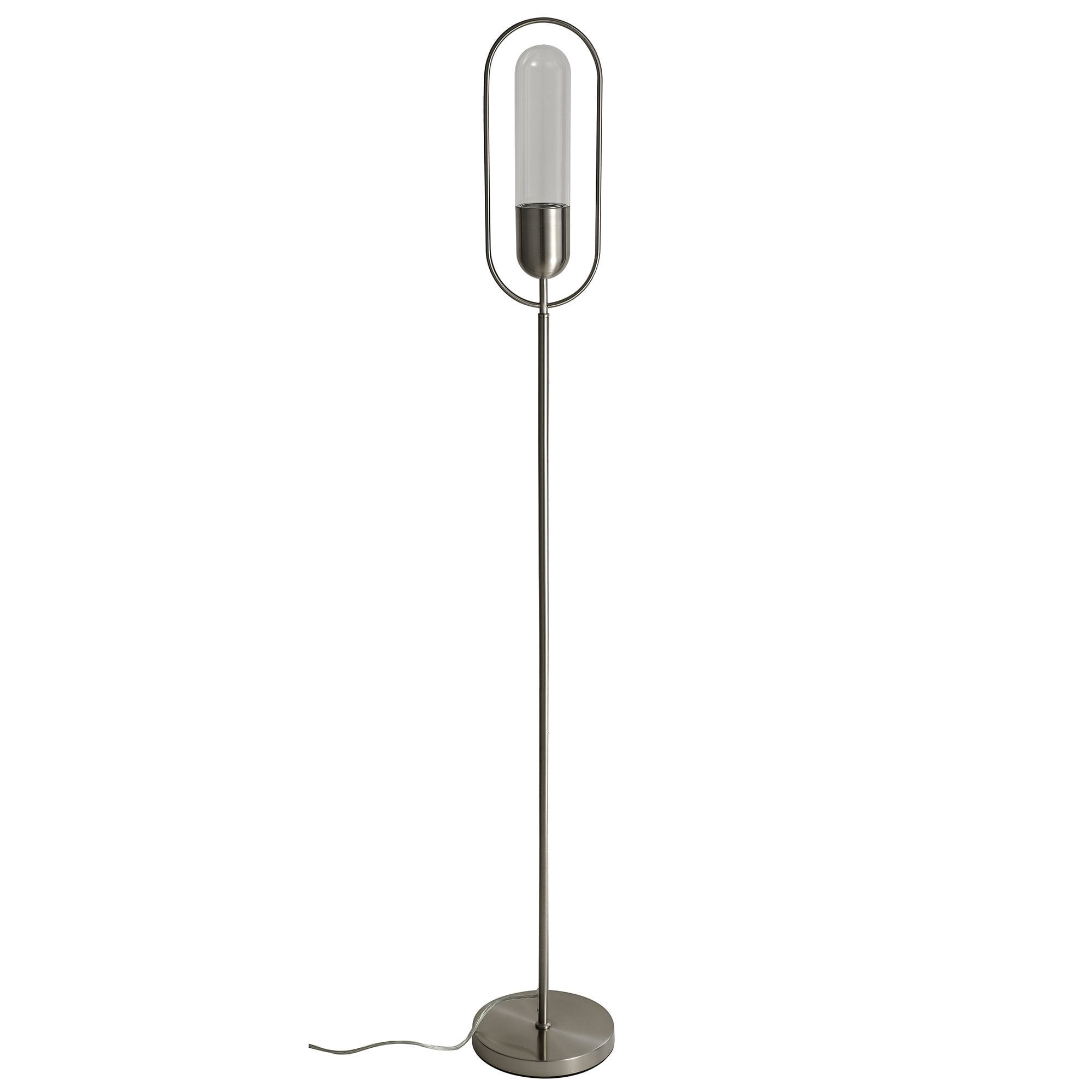 Floor Lamp, 1 x 7W LED, 4000K, 790lm, Satin Nickel/Clear, 3yrs Warranty