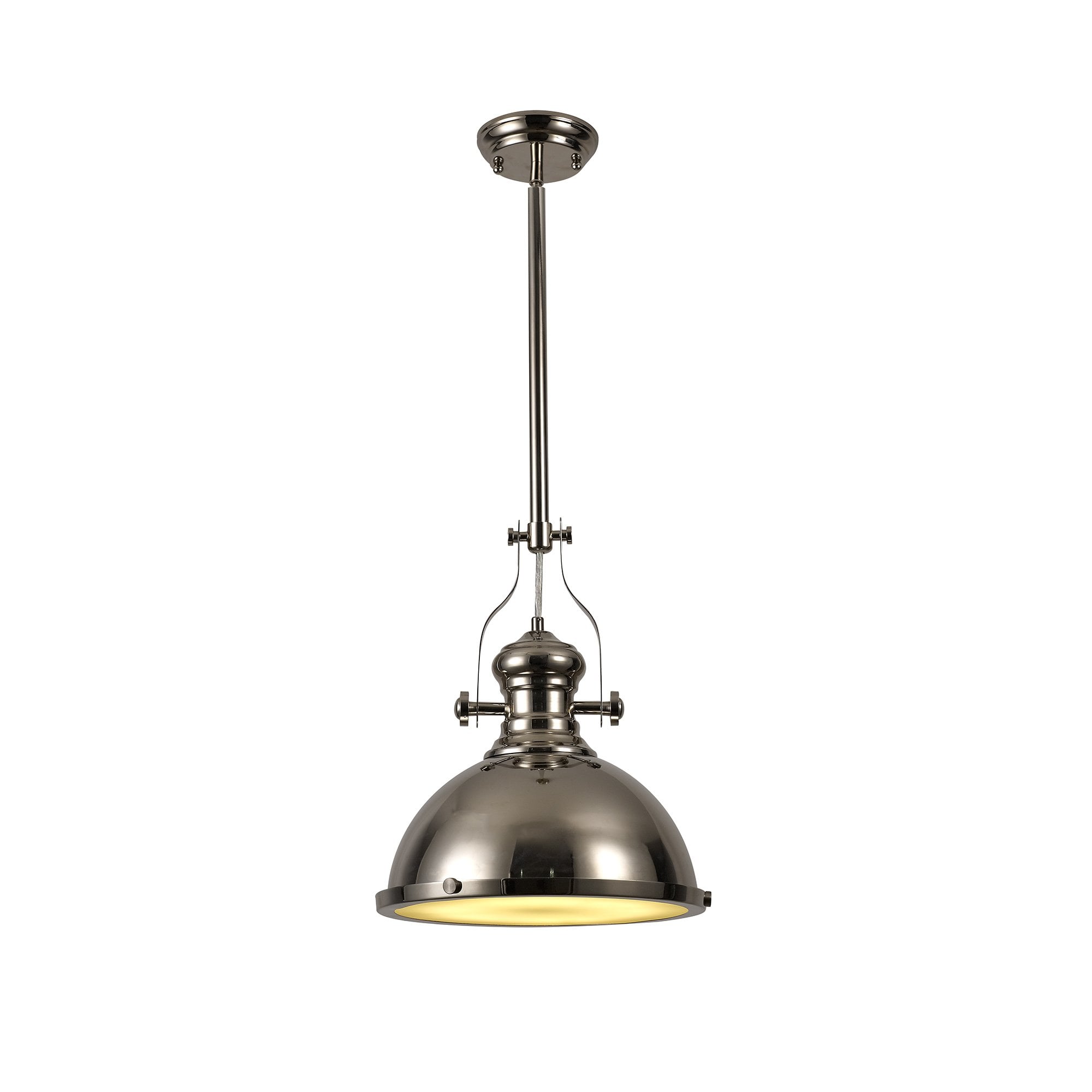 Pendant, 1 x E27, Polished Nickel/Frosted Glass