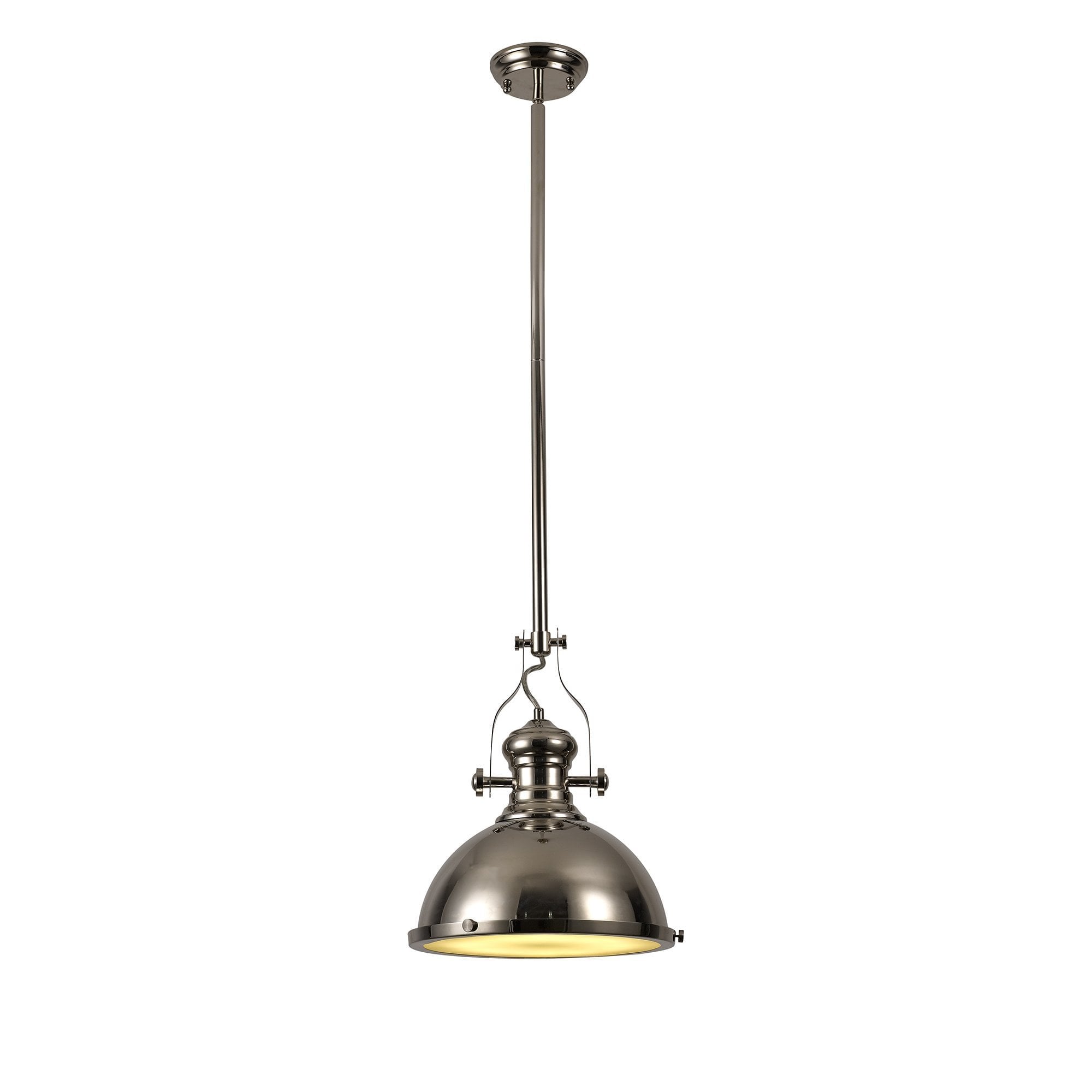 Pendant, 1 x E27, Polished Nickel/Frosted Glass