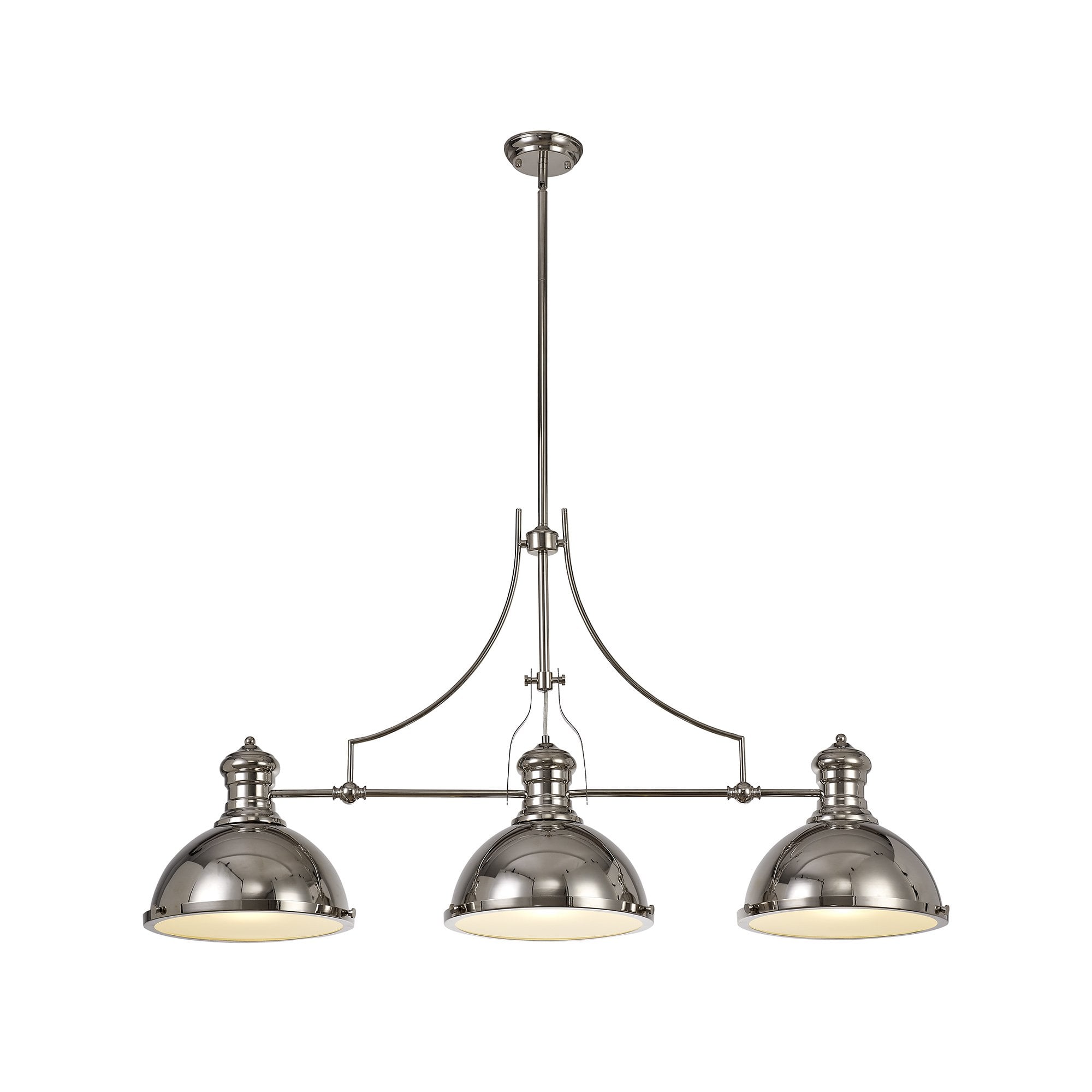 Linear Pendant, 3 x E27, Polished Nickel/Frosted Glass