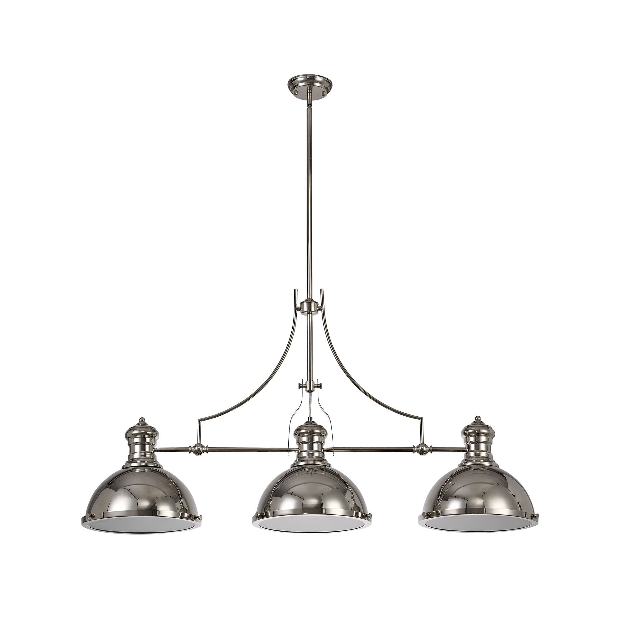 Linear Pendant, 3 x E27, Polished Nickel/Frosted Glass