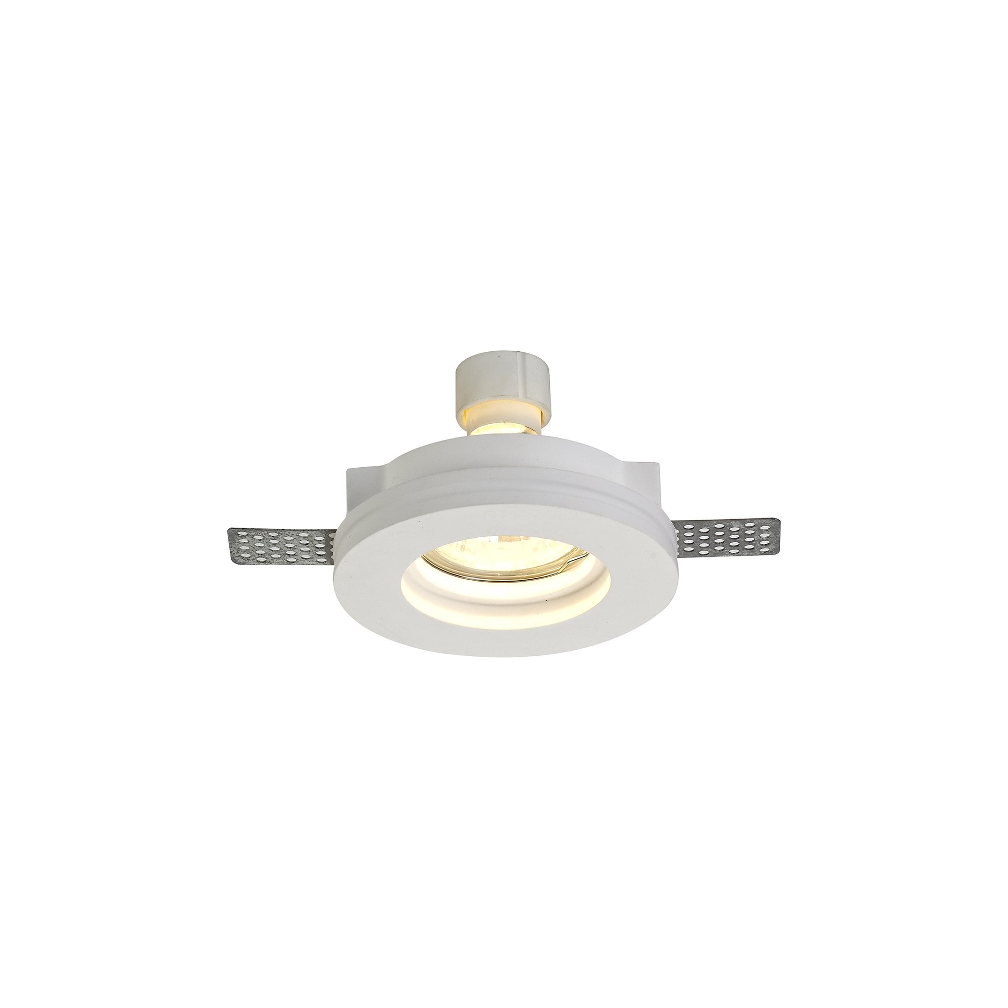 Round Stepped Recessed Spotlight, GU10, White Paintable Gypsum, Cut Out: D:103mm