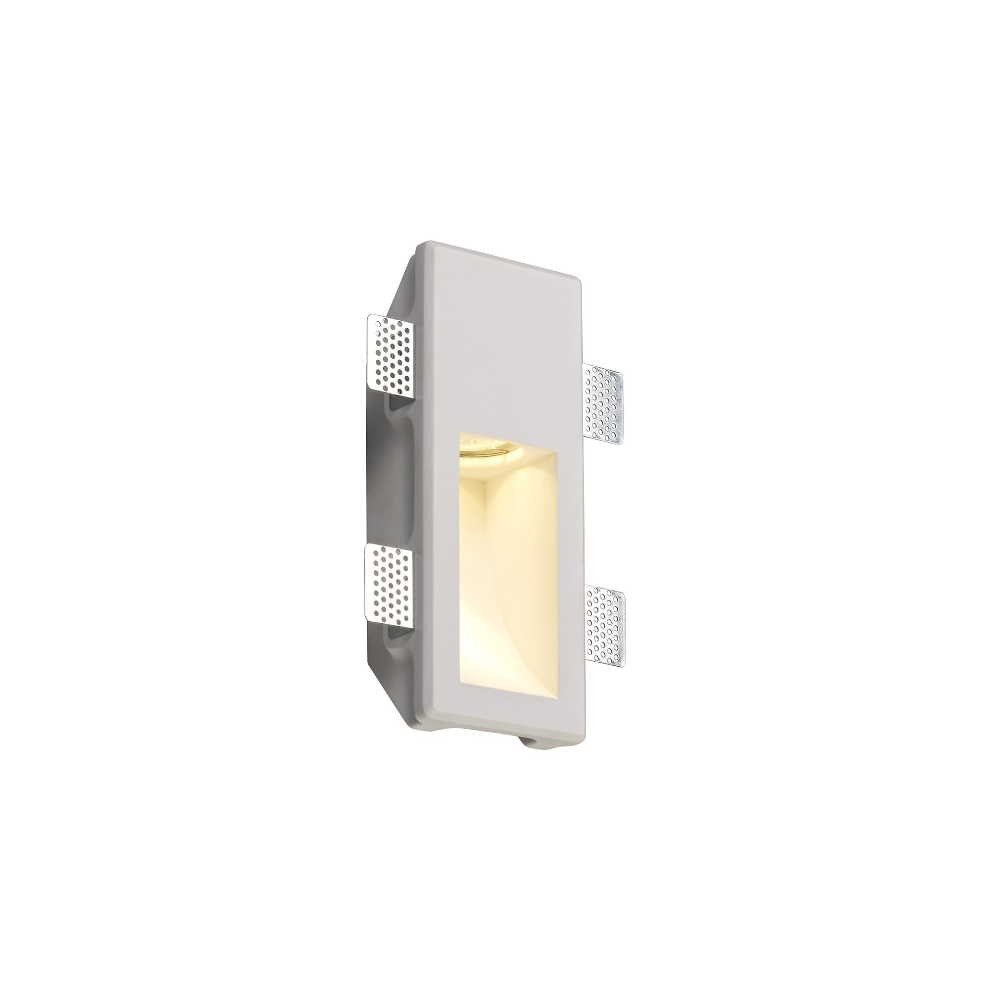 Small Recessed Wall Lamp, 1 x GU10, White Paintable Gypsum, Cut Out: L:253mmxW:103mm