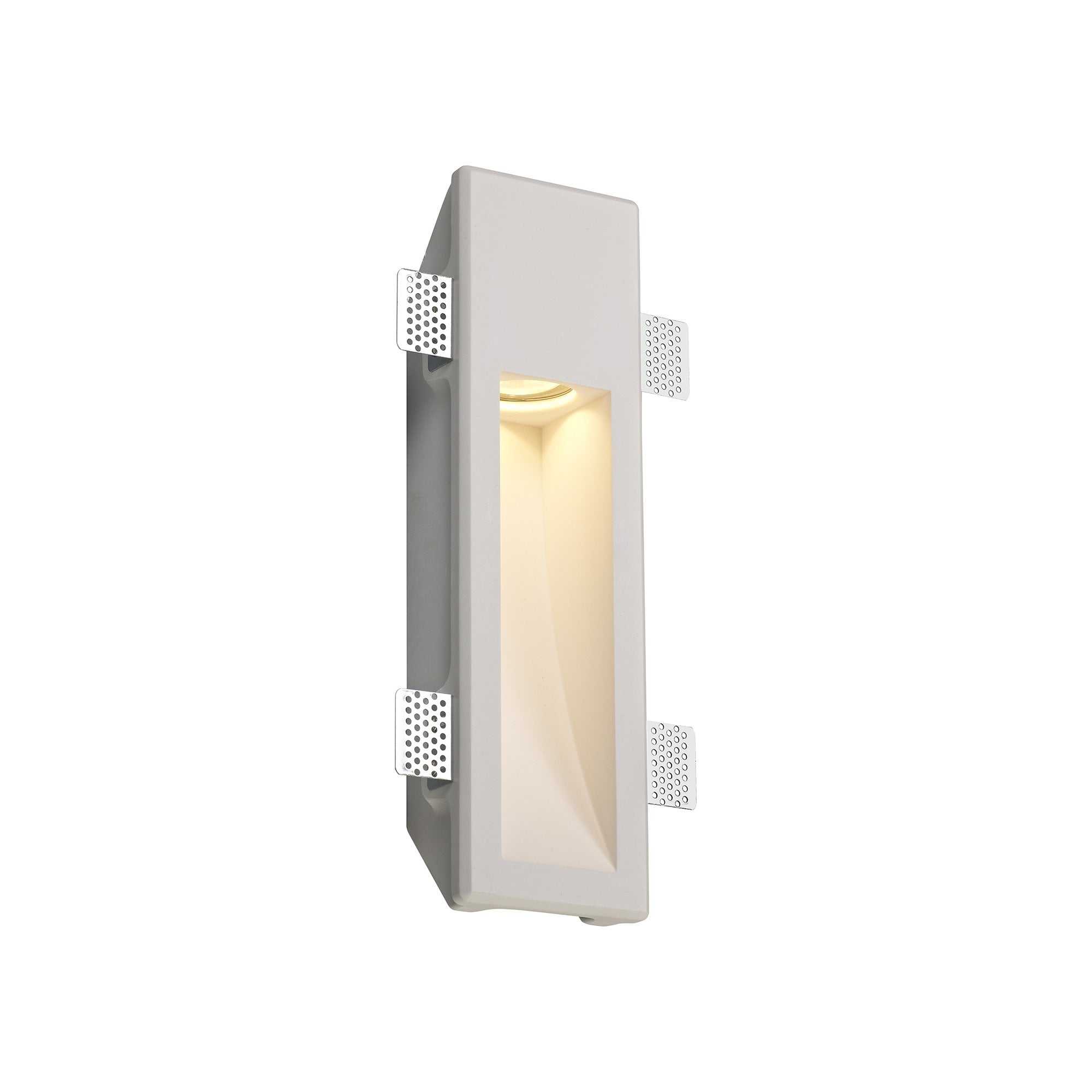 Medium Recessed Wall Lamp, 1 x GU10, White Paintable Gypsum, Cut Out: L:353mmxW:103mm