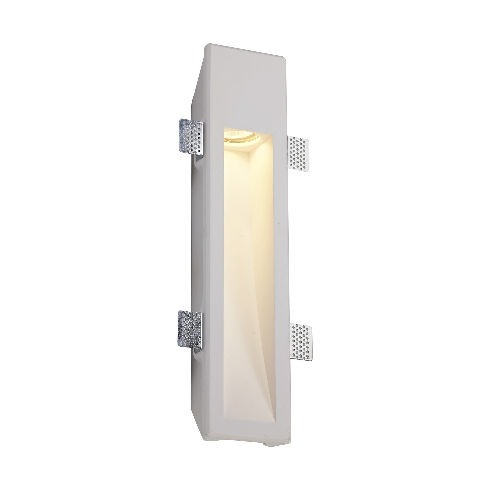 Large Recessed Wall Lamp, 1 x GU10, White Paintable Gypsum, Cut Out: L:453mmxW:103mm