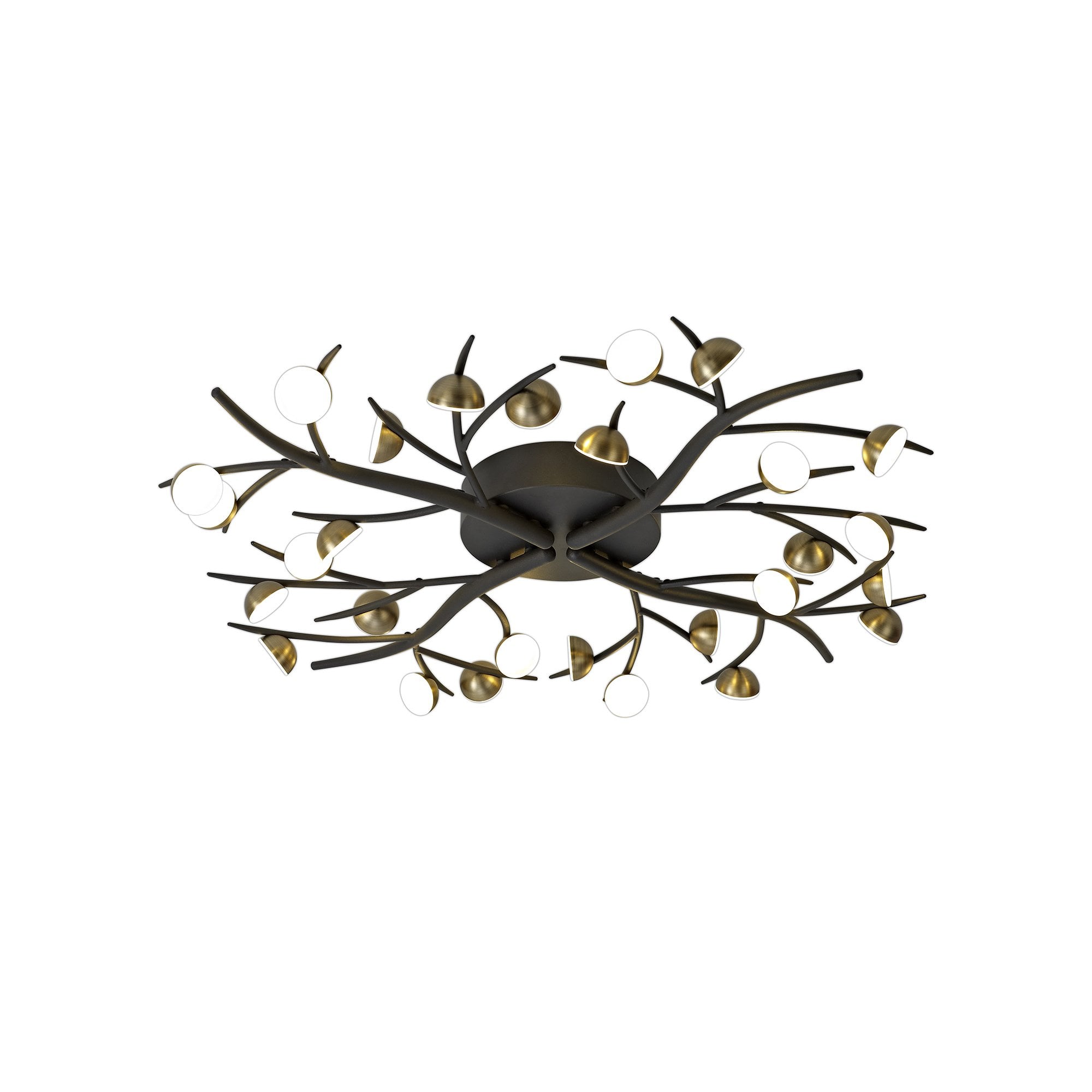 28 Light Semi-Flush, 28 x 3W LED, 3000K, 4400lm, Black/Antique Brass, 3yrs Warranty