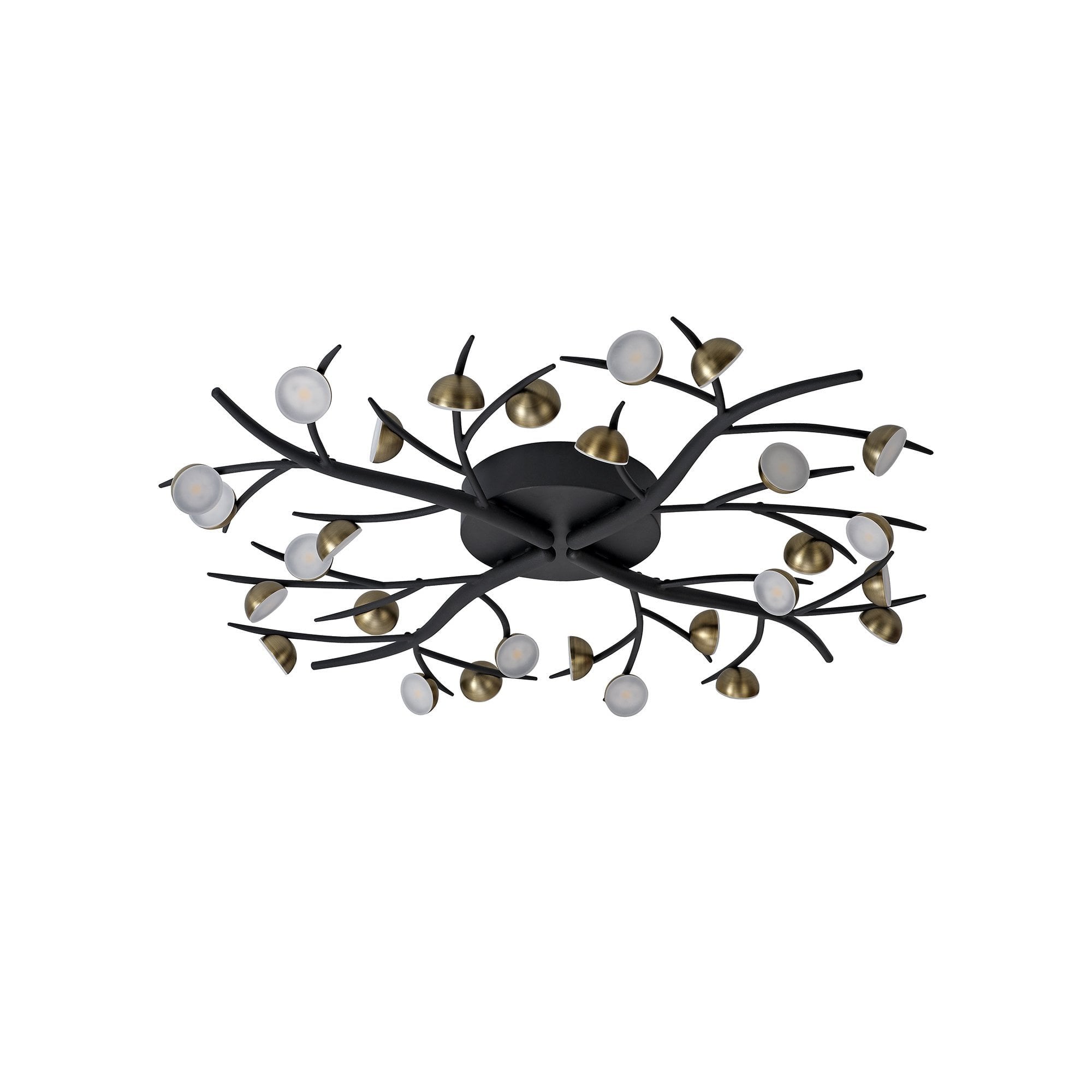 28 Light Semi-Flush, 28 x 3W LED, 3000K, 4400lm, Black/Antique Brass, 3yrs Warranty