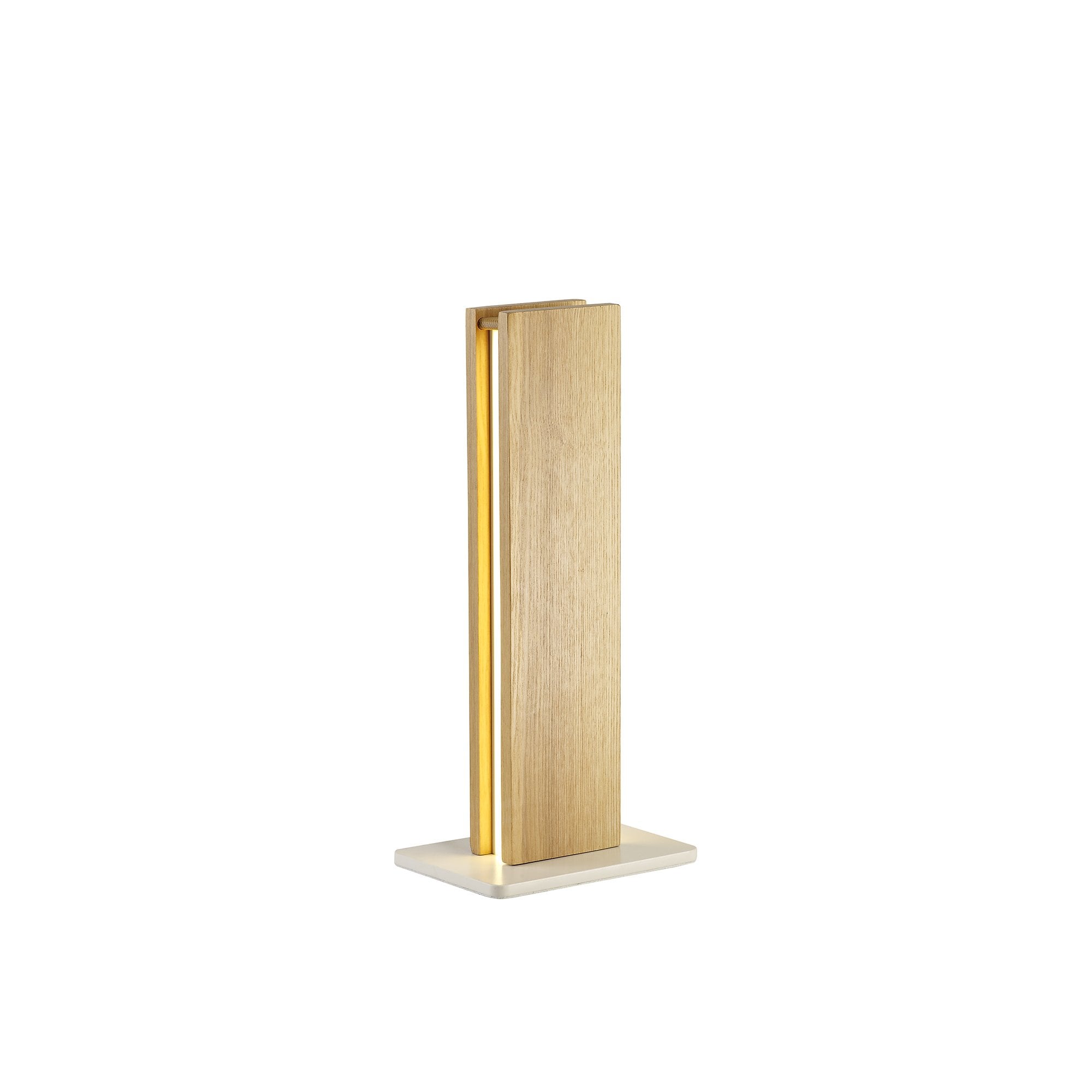 Table Lamp, 2 x 6W LED, 3000K, 450lm, Medium Oak/Matt White, 3yrs Warranty