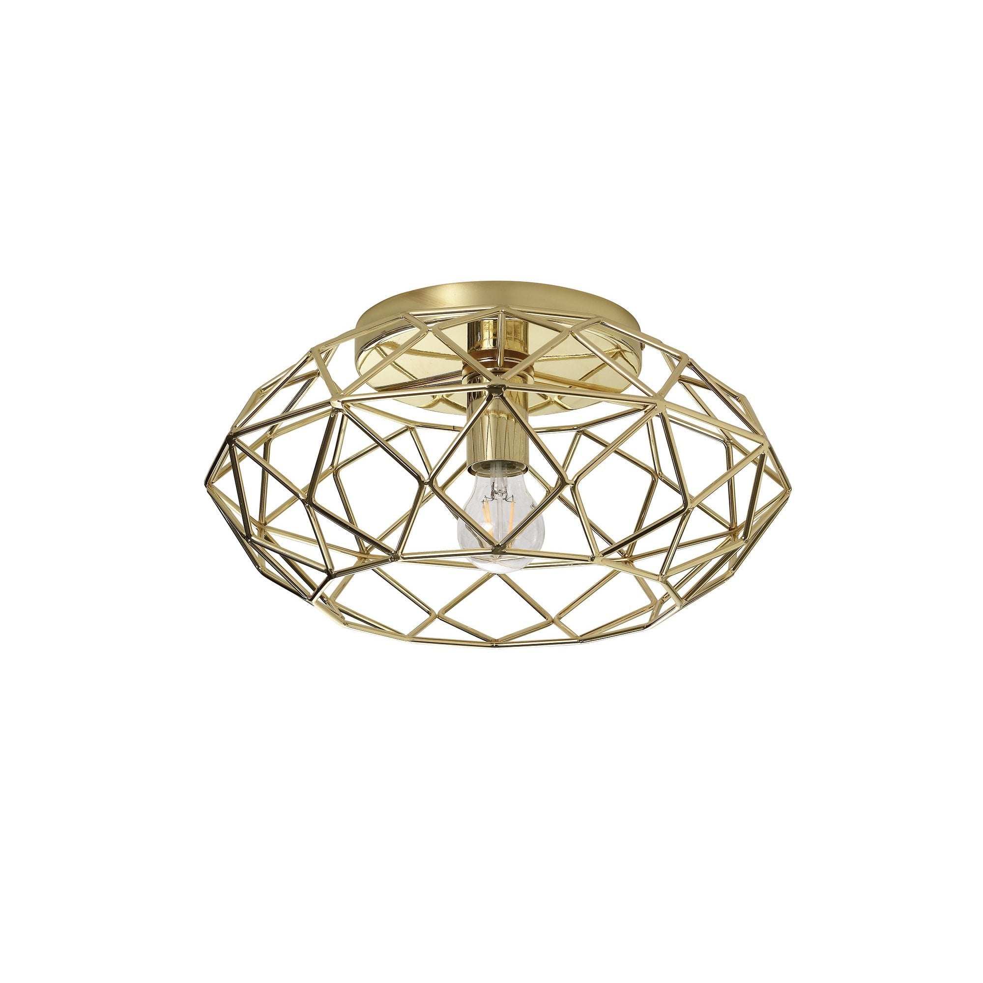 Flush Ceiling, 1 x E27, Polished Brass