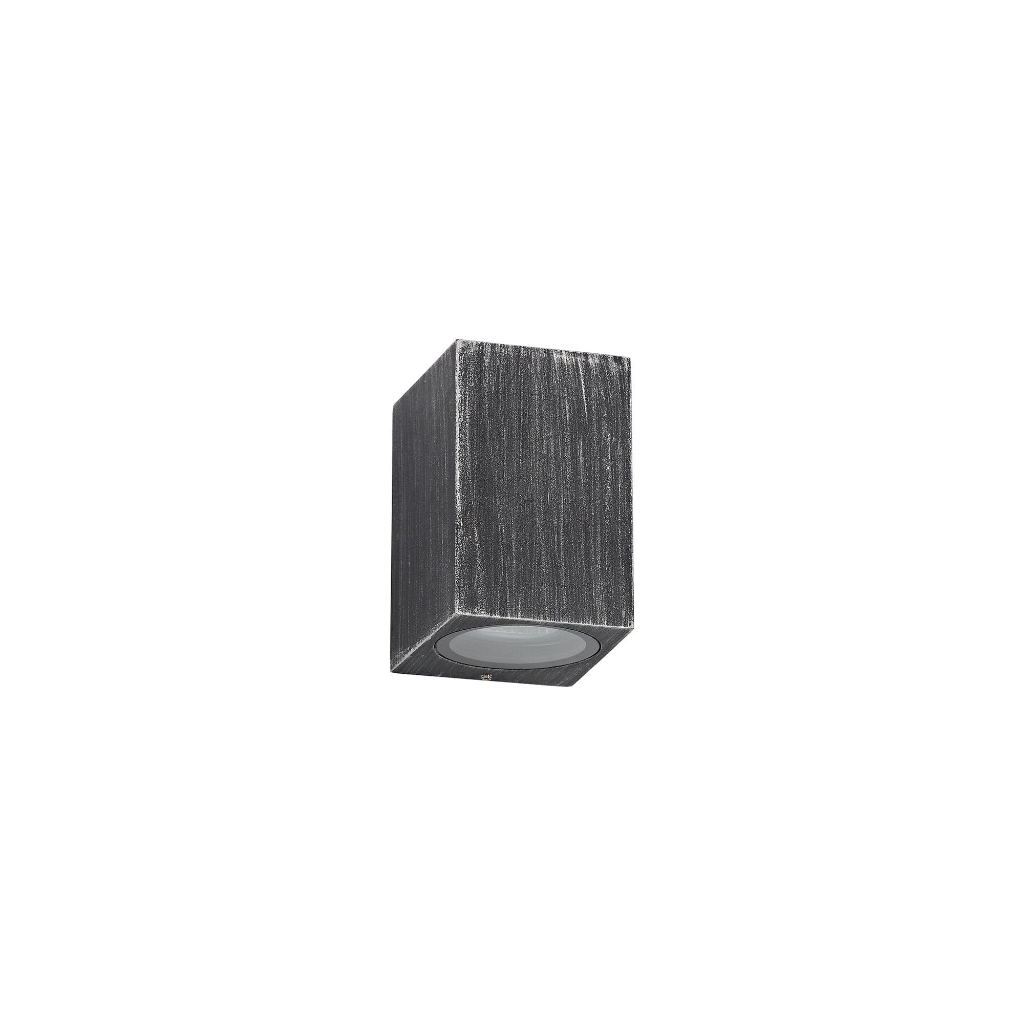 Rectangle Wall Lamp, 1 x GU10, IP54, Black/Silver