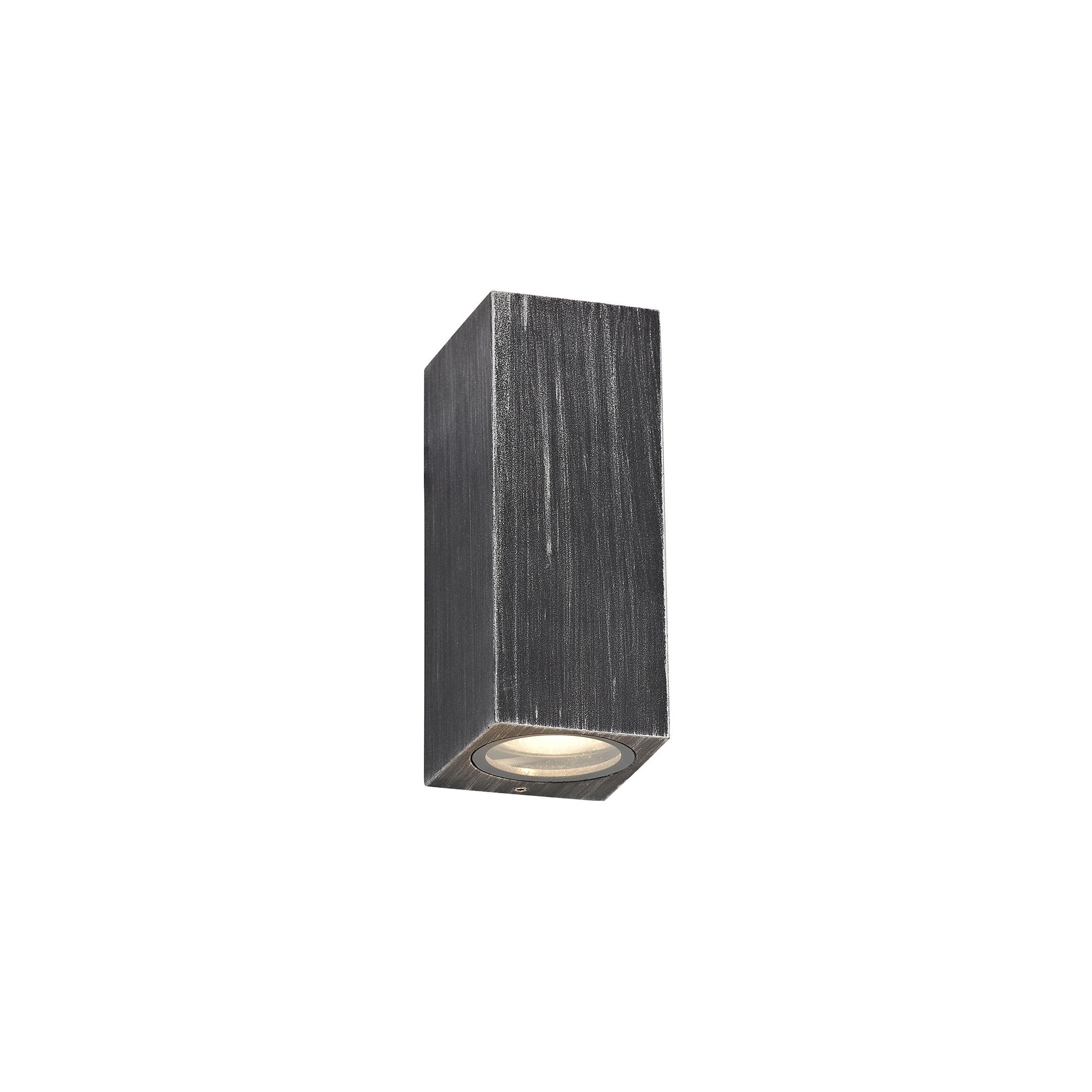 Rectangle Wall Lamp, 2 x GU10, IP54, Black/Silver