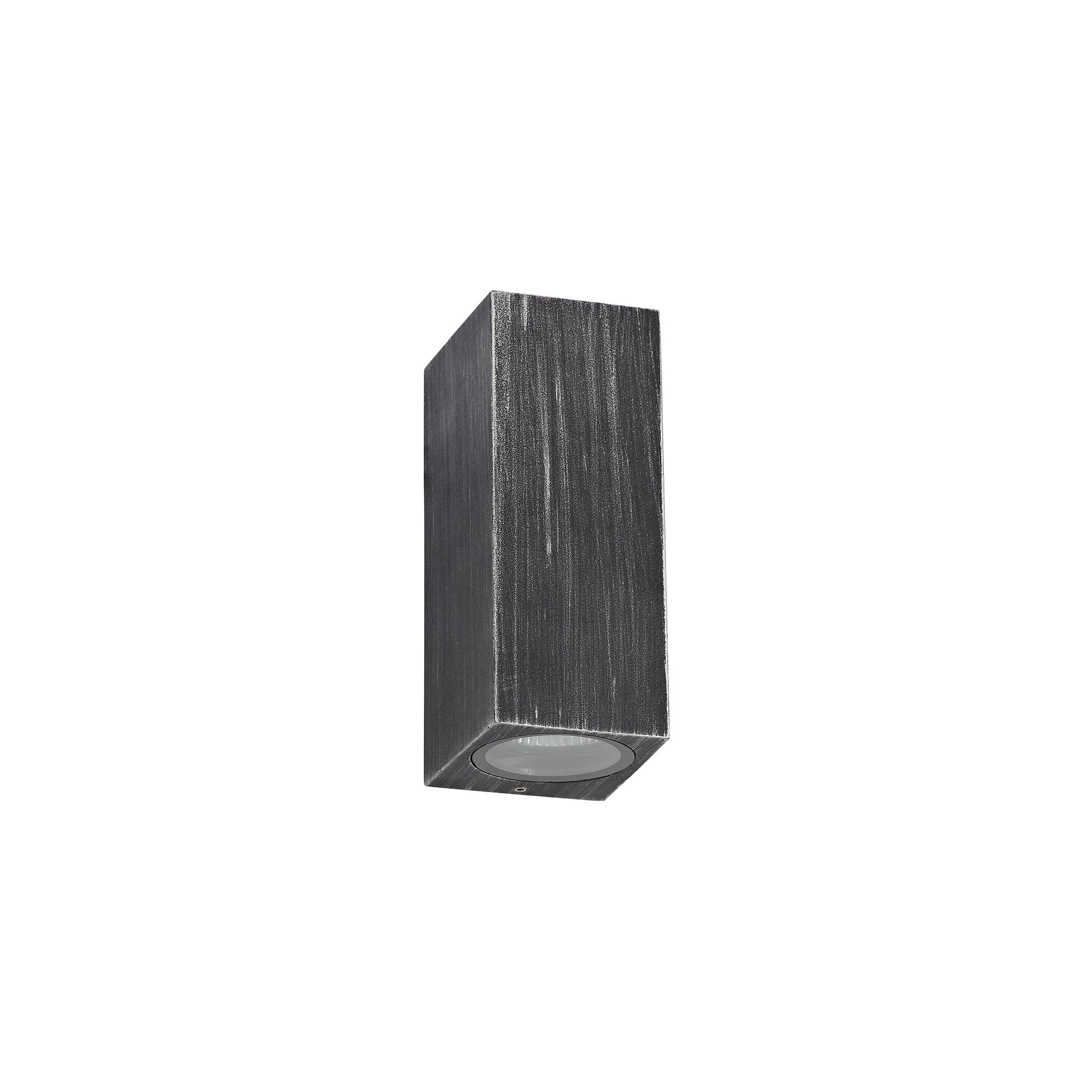 Rectangle Wall Lamp, 2 x GU10, IP54, Black/Silver