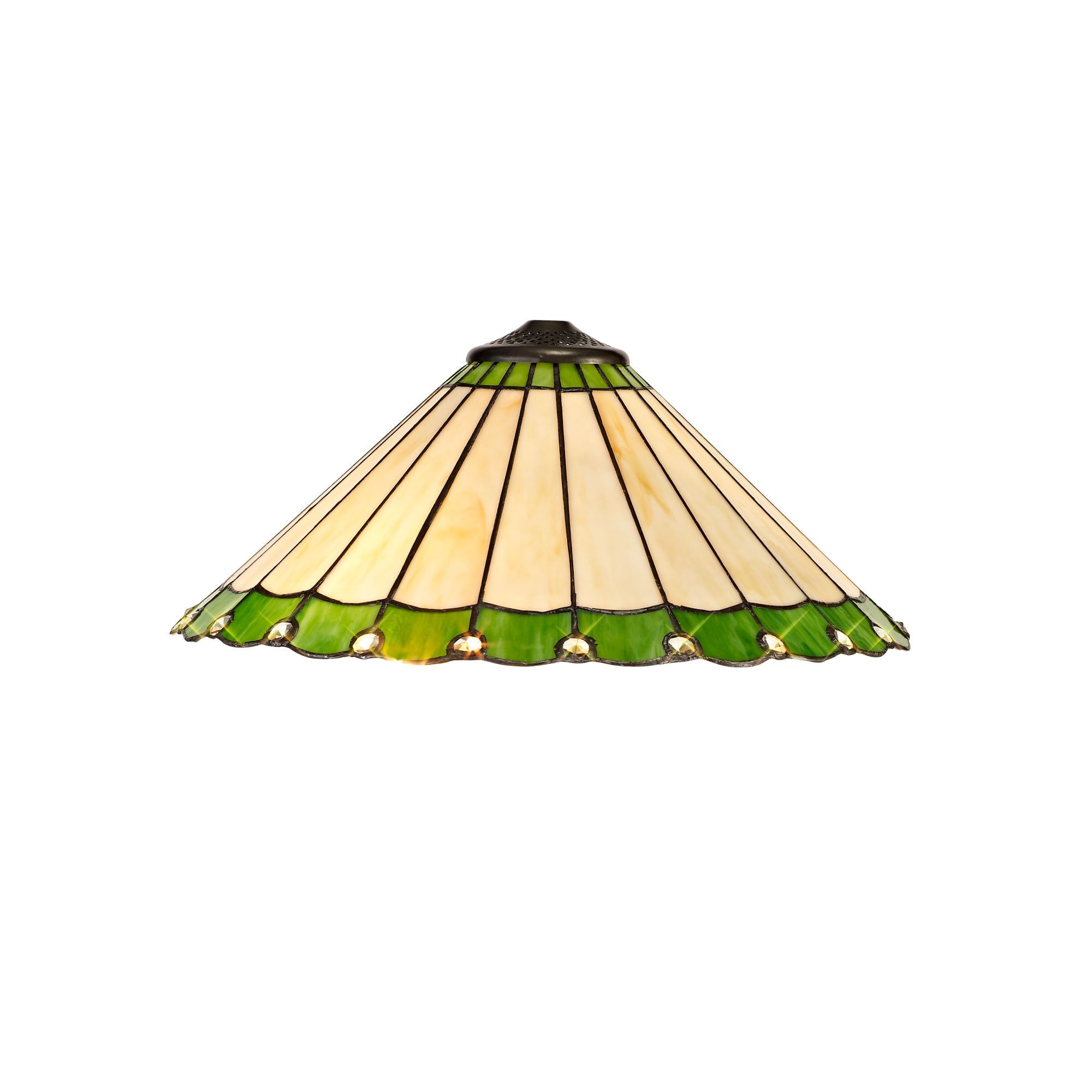 Tiffany 40cm Shade Only Suitable For Pendant/Ceiling/Table Lamp, Green/Cream/Crystal