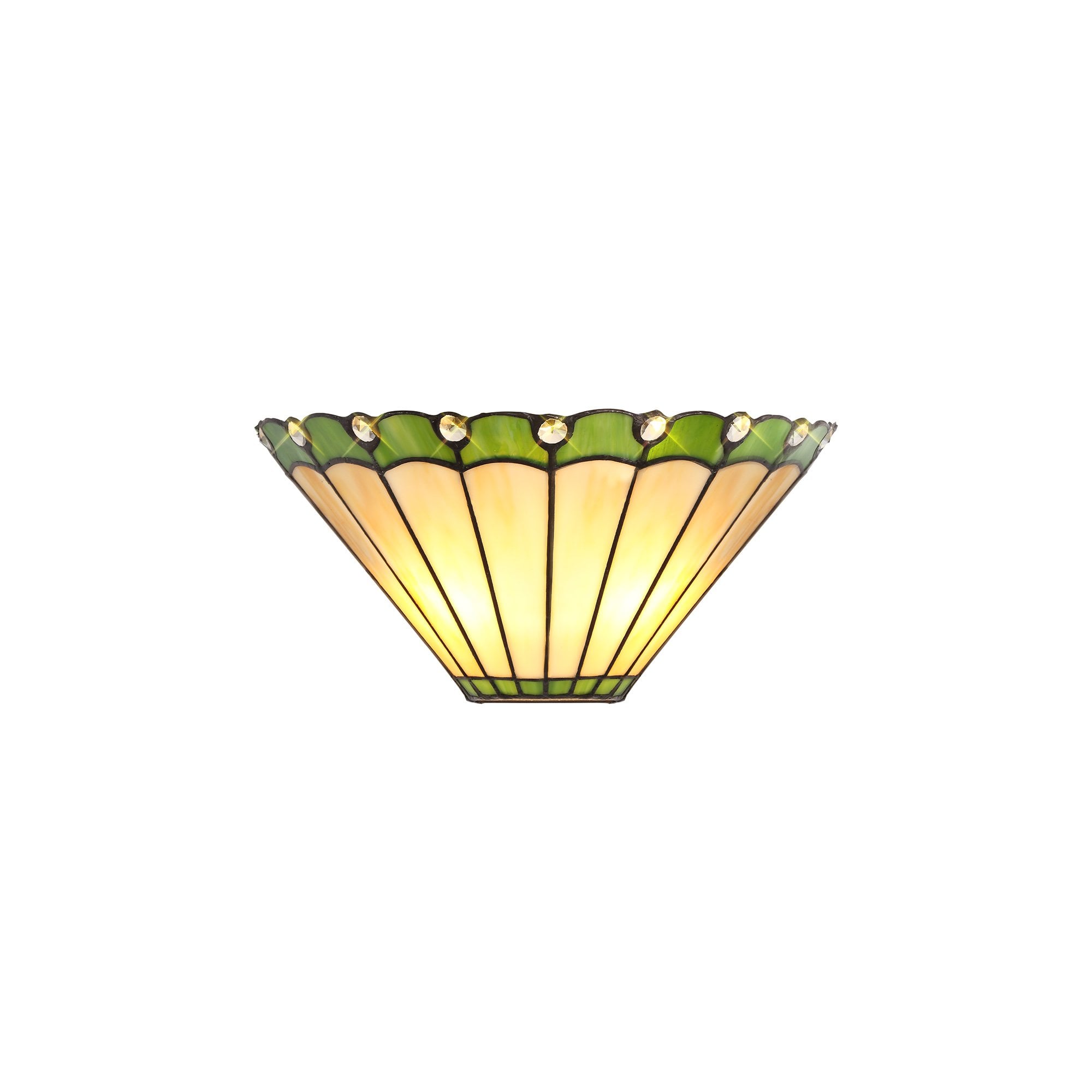 Tiffany Wall Lamp, 2 x E14, Green/Cream/Crystal