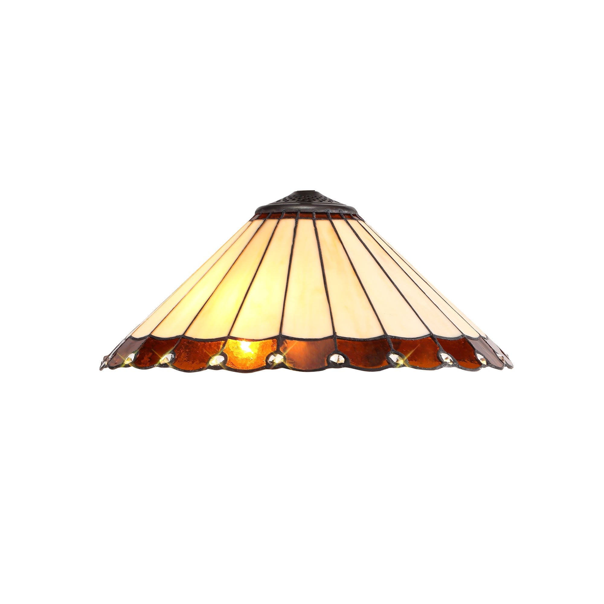 Tiffany 40cm Shade Only Suitable For Pendant/Ceiling/Table Lamp, Amber/Cream/Crystal