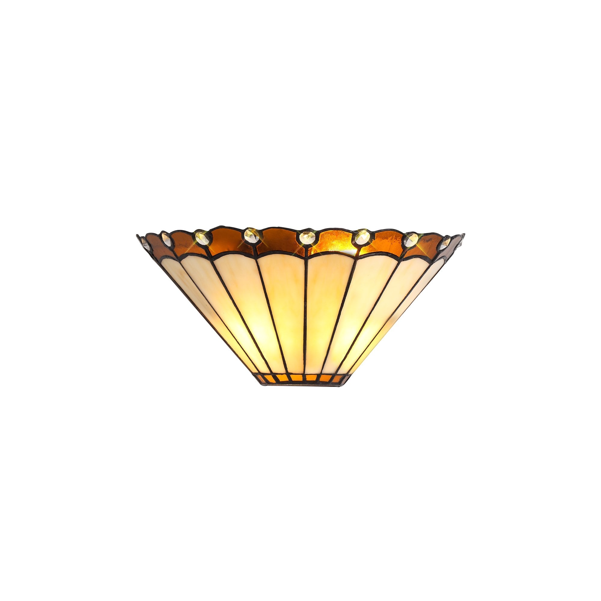 Tiffany Wall Lamp, 2 x E14, Amber/Cream/Crystal