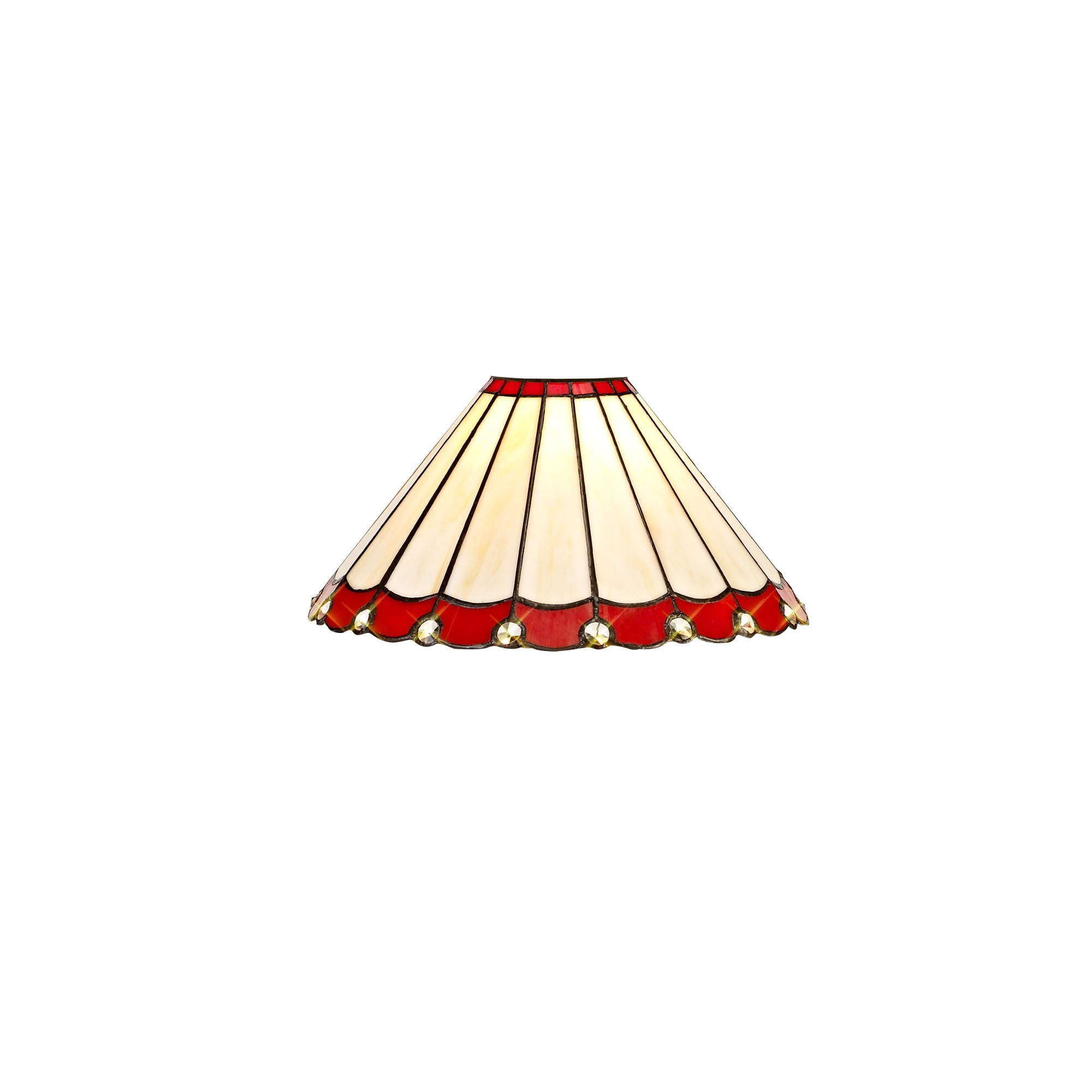 Tiffany 30cm Non-Electric Shade, Red/Cream/Crystal