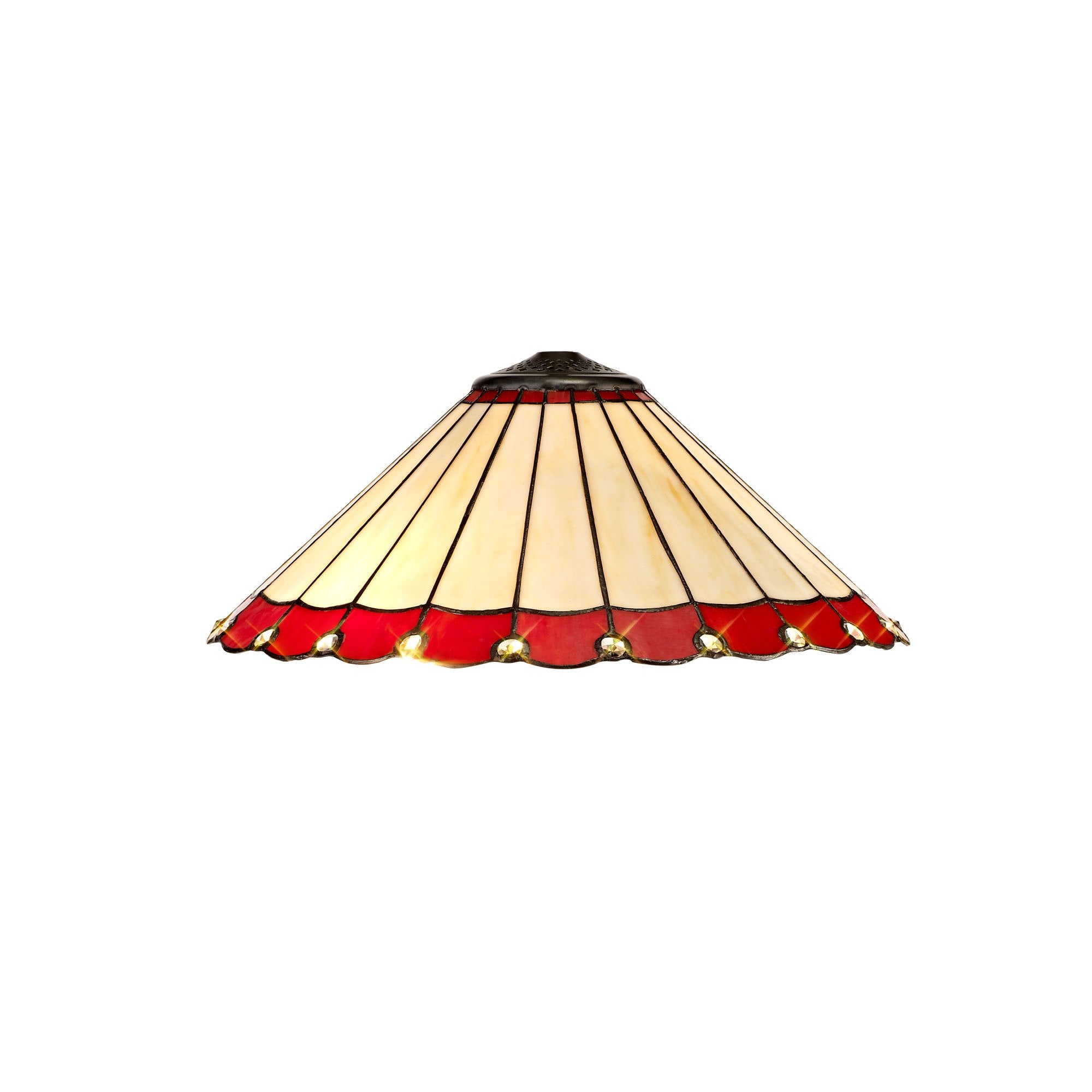 Tiffany 40cm Shade Only Suitable For Pendant/Ceiling/Table Lamp, Red/Cream/Crystal