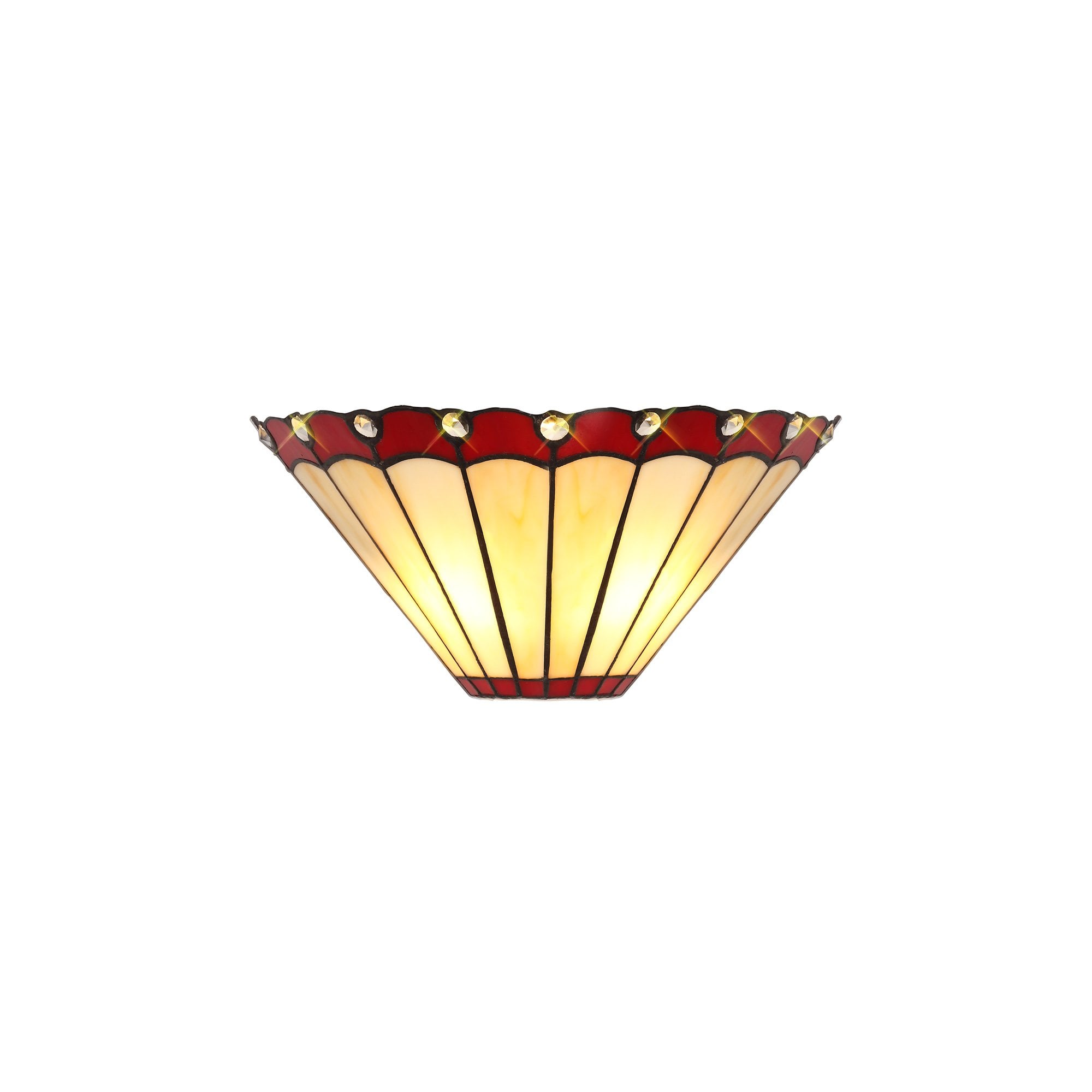 Tiffany Wall Lamp, 2 x E14, Red/Cream/Crystal