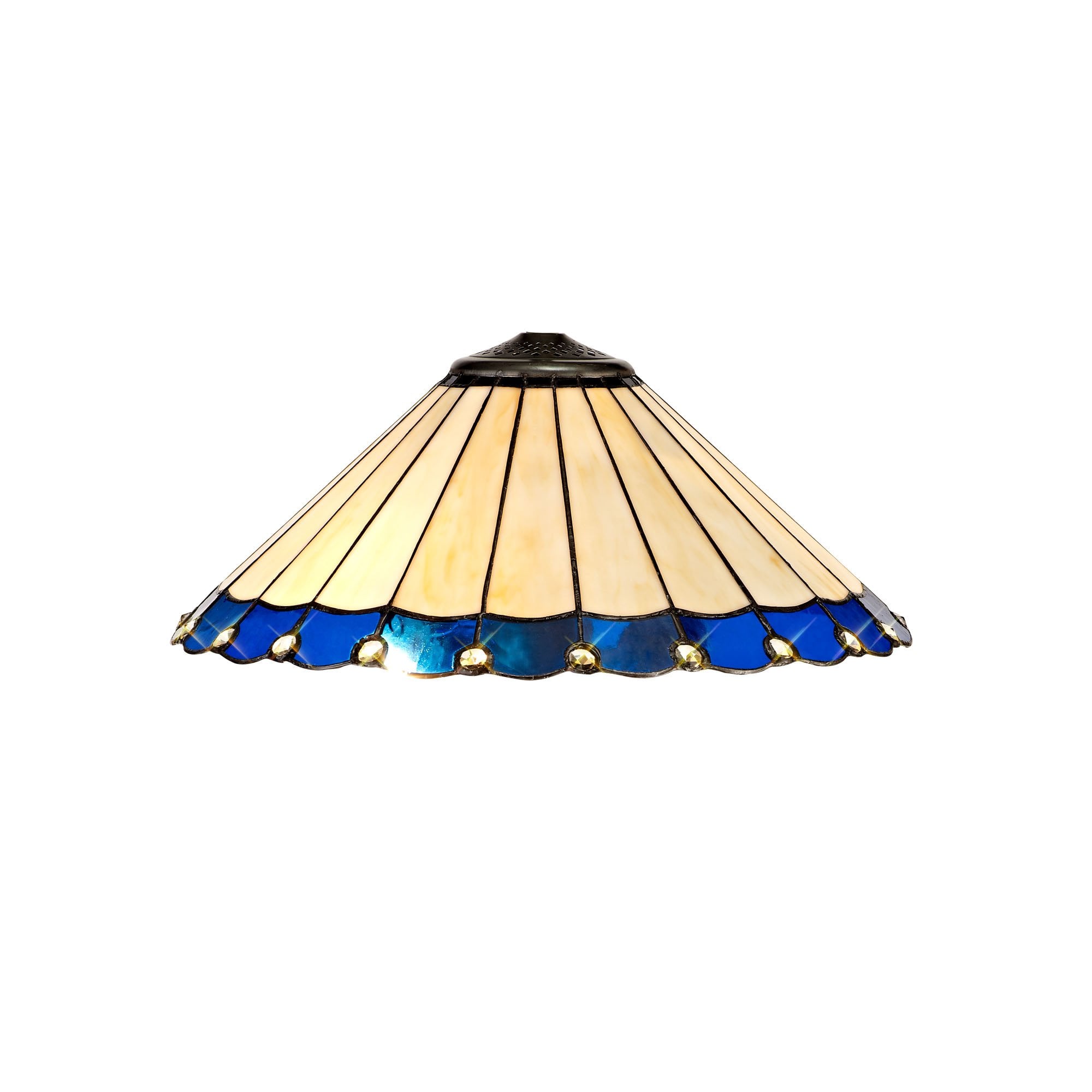 Tiffany 40cm Shade Only Suitable For Pendant/Ceiling/Table Lamp, Blue/Cream/Crystal