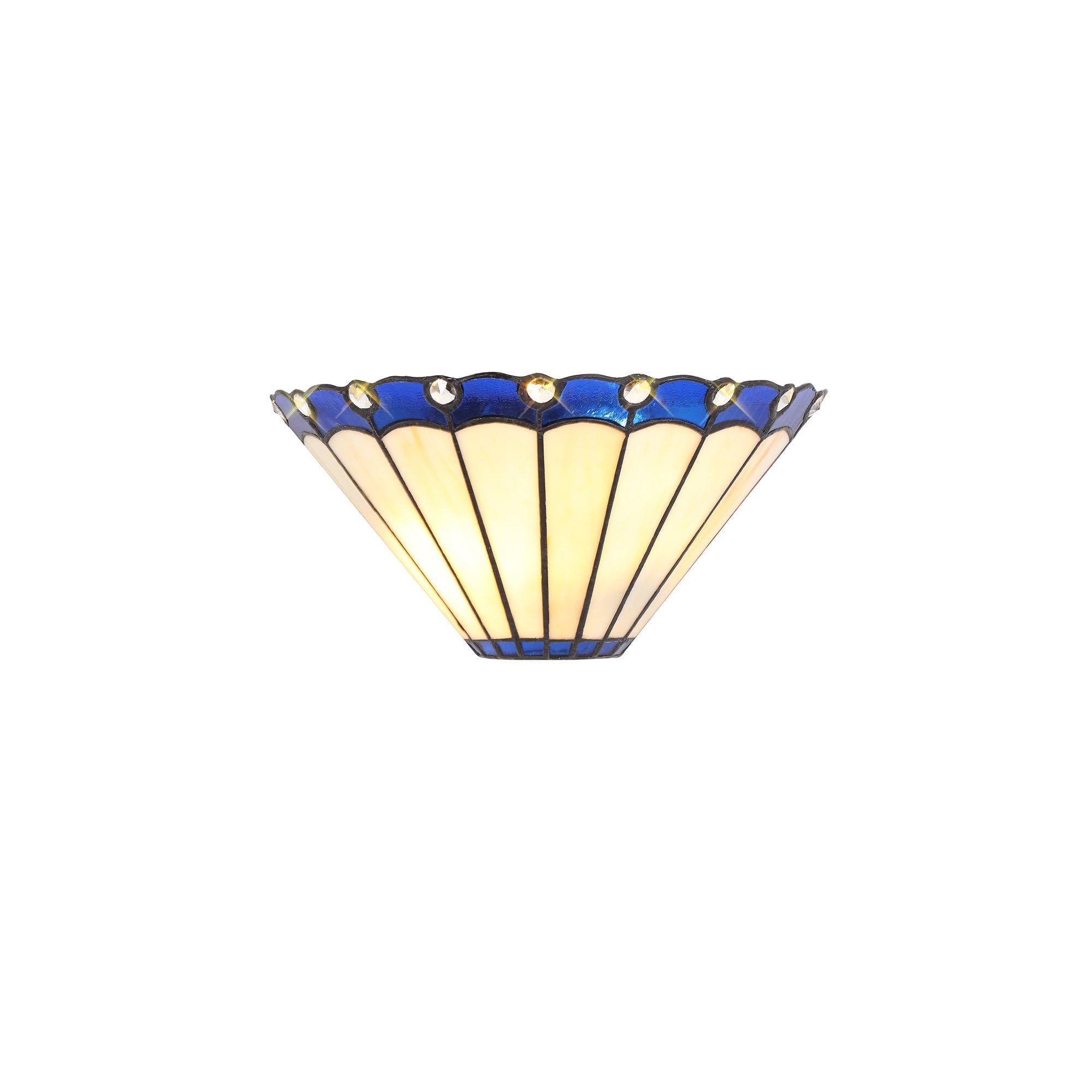 Tiffany Wall Lamp, 2 x E14, Blue/Cream/Crystal