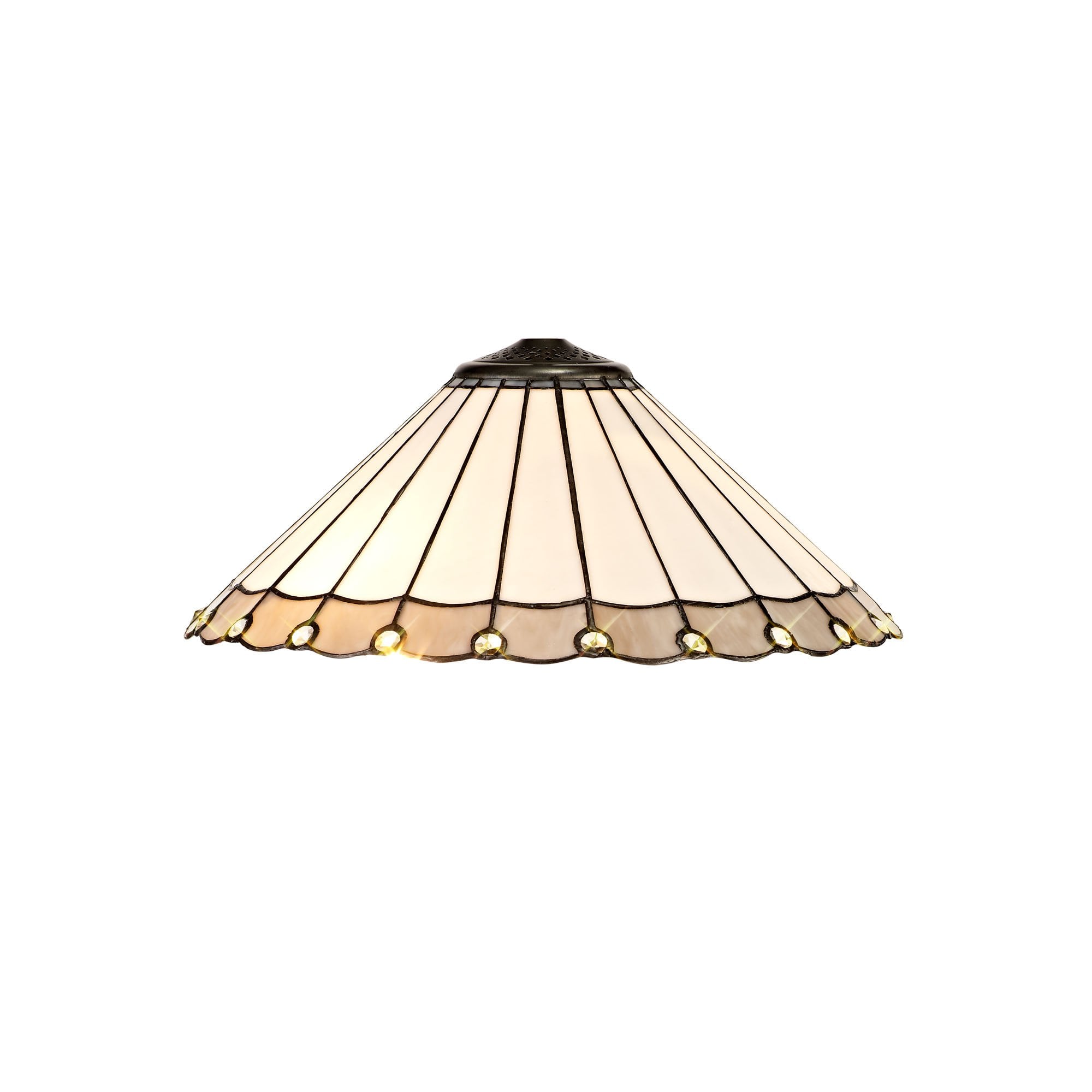 Tiffany 40cm Shade Only Suitable For Pendant/Ceiling/Table Lamp, Grey/Cream/Crystal