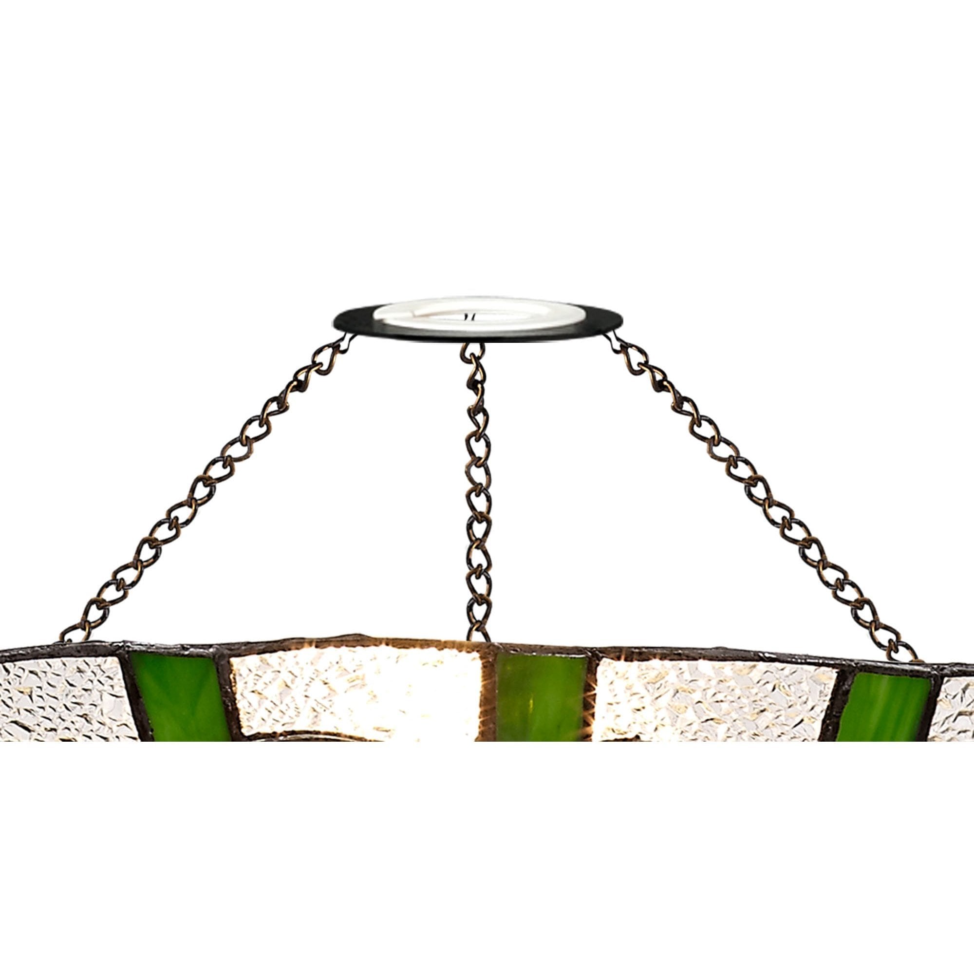 35cm Tiffany Non-electric Uplighter Shade, Green/Cream/Clear Crystal